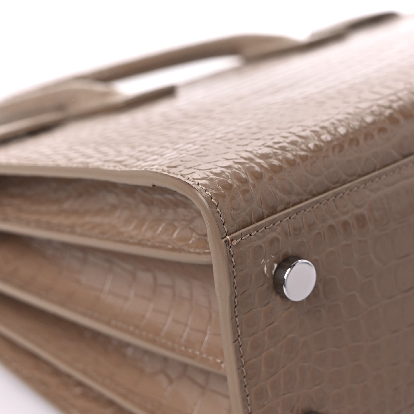 Calfskin Crocodile Embossed Baby Sac De Jour Brown