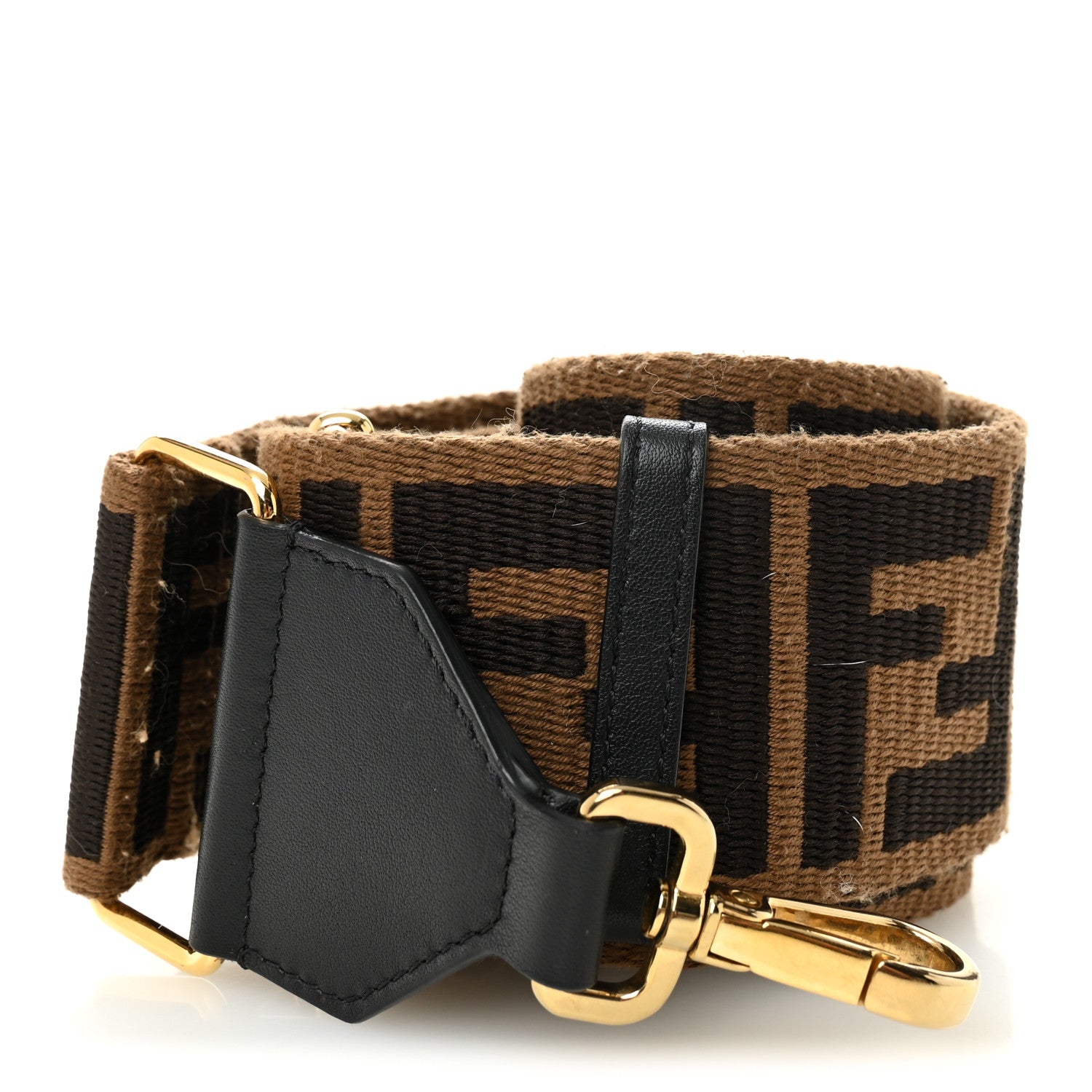 Fendi Ribbon Vitello Century FF 1974 Flat Studded Strap You Fango