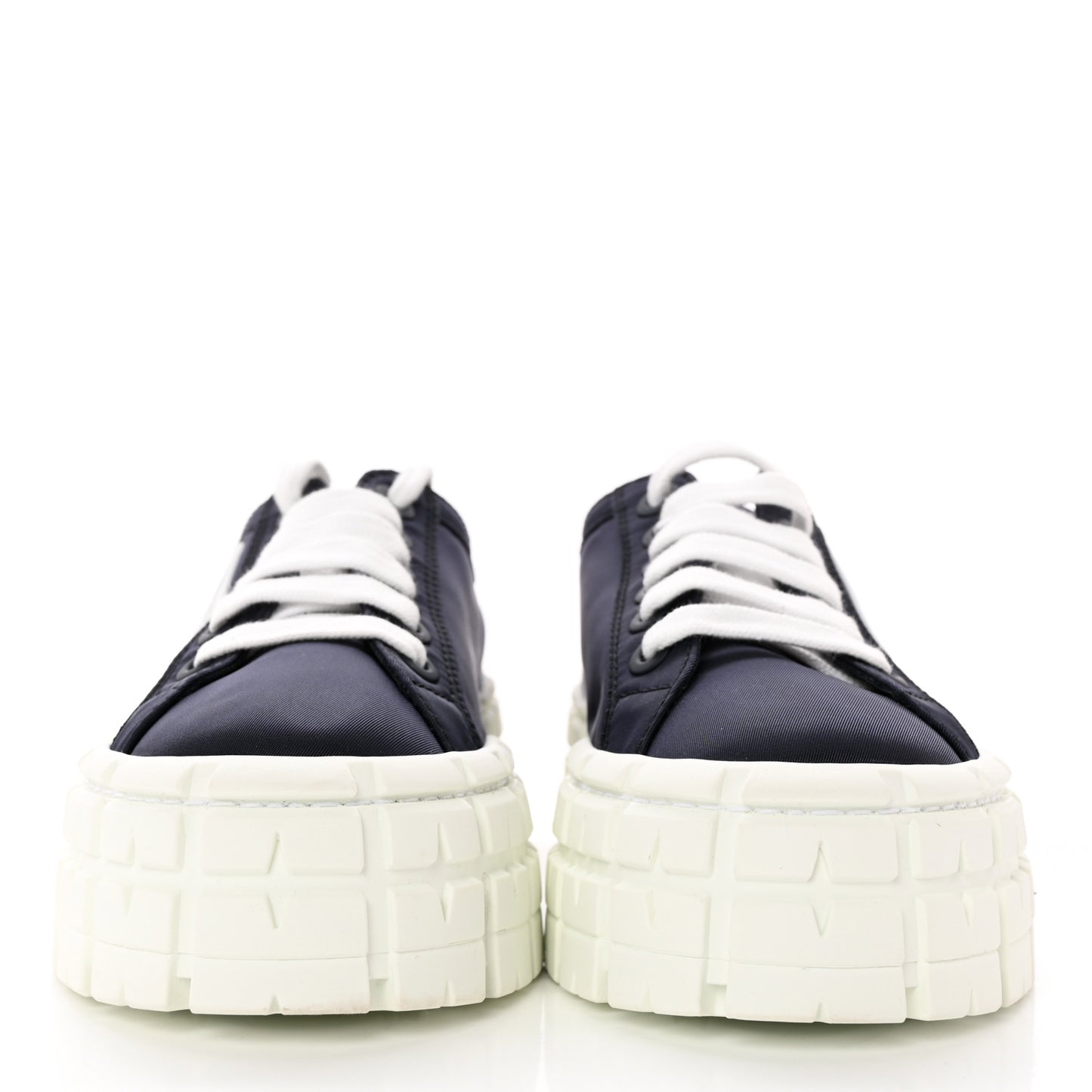 Re-Nylon Gabardine Triangle Logo Double Wheel 50mm Sneakers 37.5 Bleu