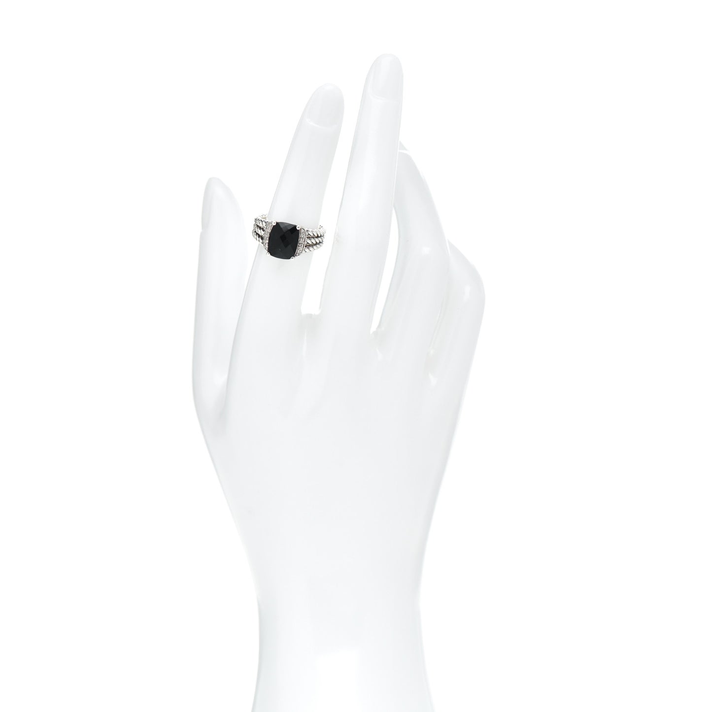 Sterling Silver Diamond Black Onyx 10mm Petite Wheaton Ring 51 5.75