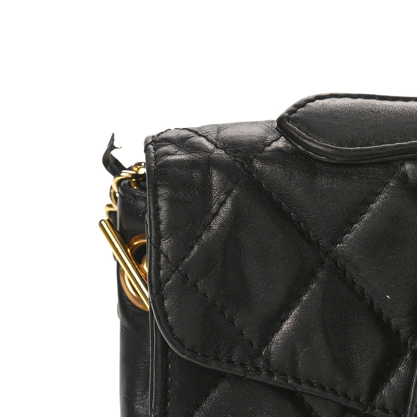 Lambskin Diamond Stitch Envelope Single Flap Black