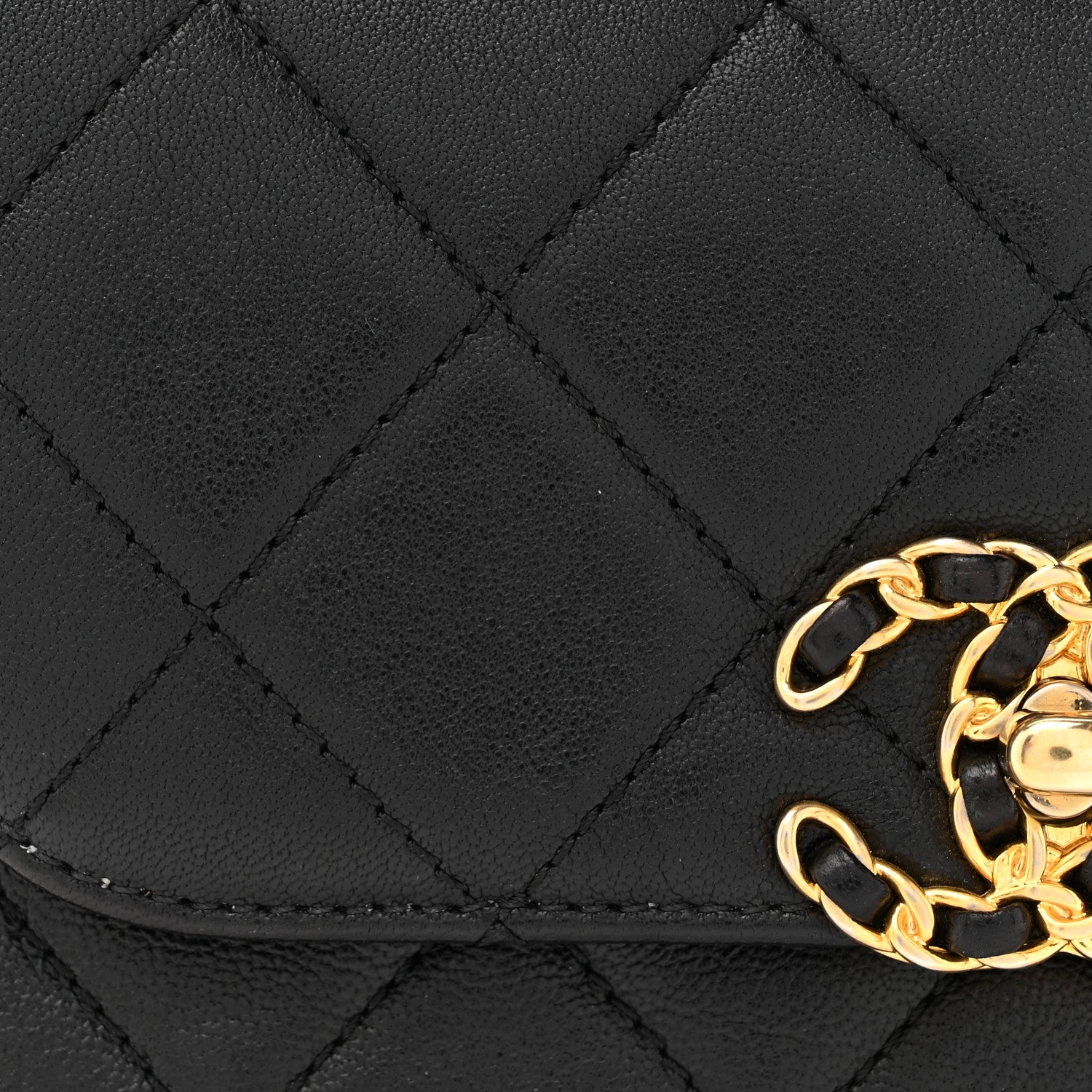 Chanel Lambskin Quilted Chain Infinity Waist Belt Bag Black 8 of 10