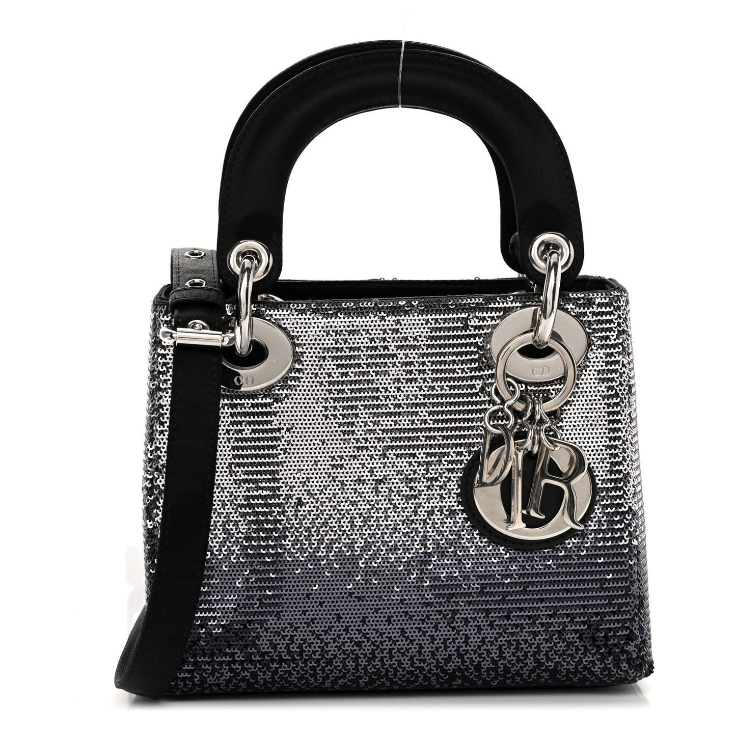 Satin Sequin Gradient Mini Lady Dior Black Silver