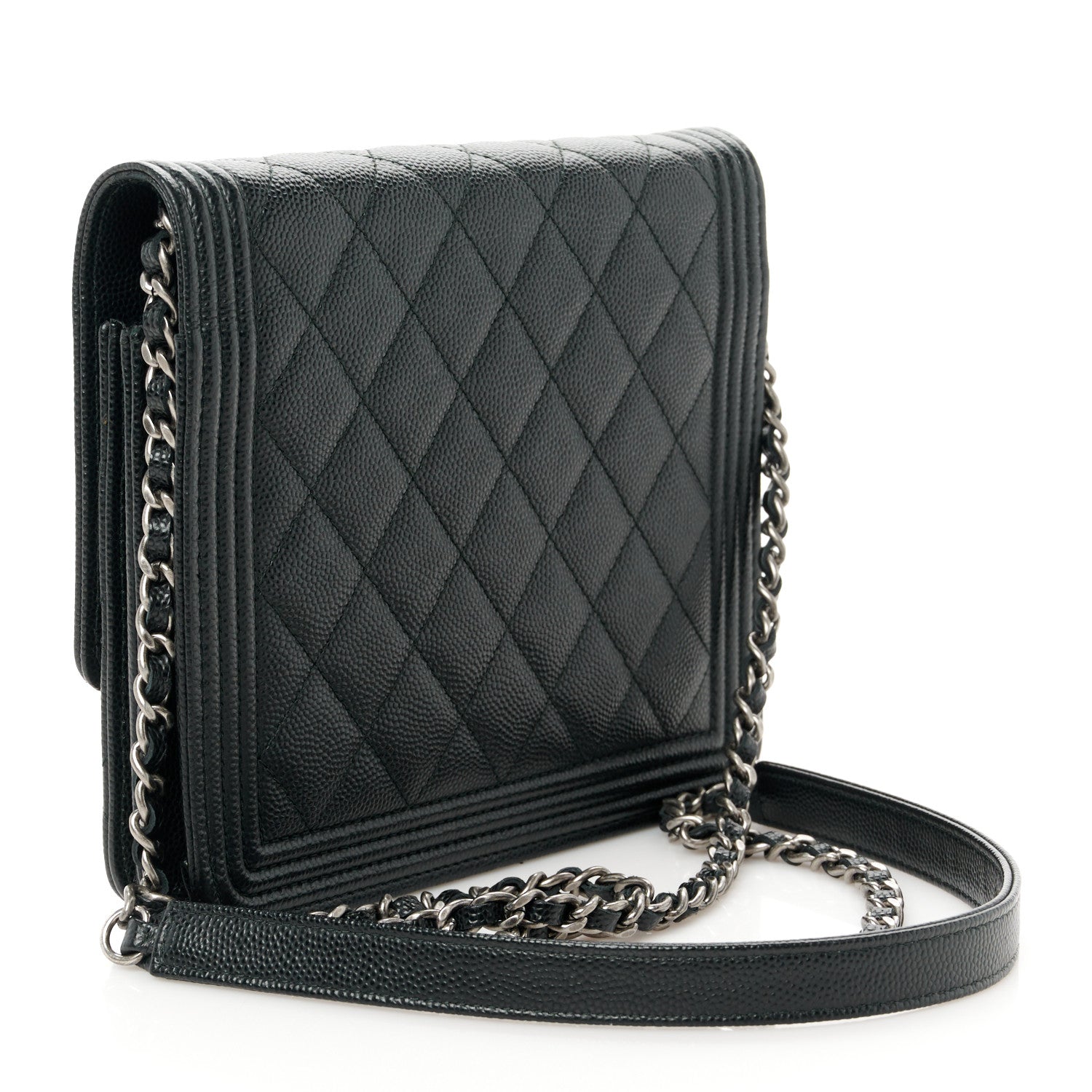 Chanel Caviar Quilted Boy Square Wallet on Chain WOC Black 3 of 12