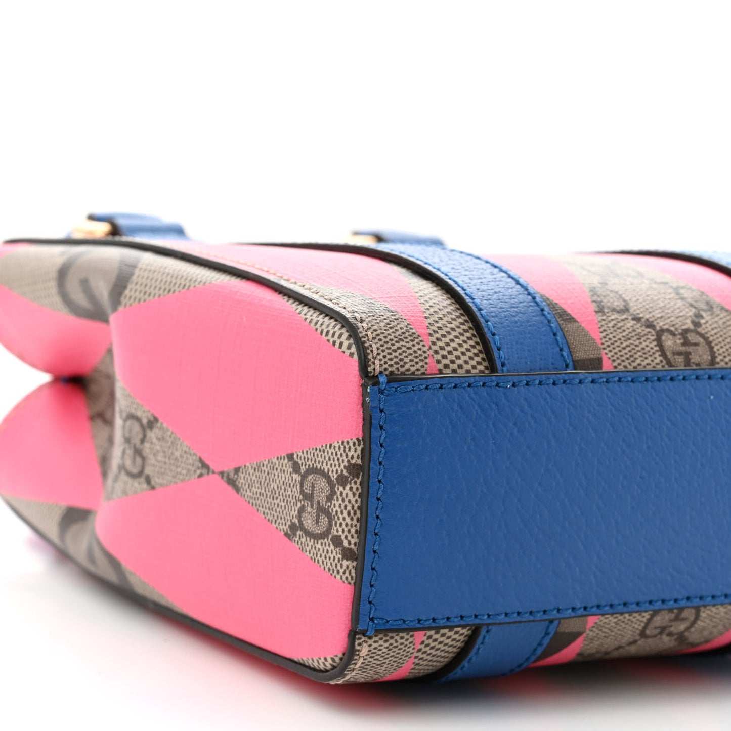 GG Supreme Monogram Textured Dollar Calfskin Rhombus Mini Tote Bag Beige Ebony Pink Blue