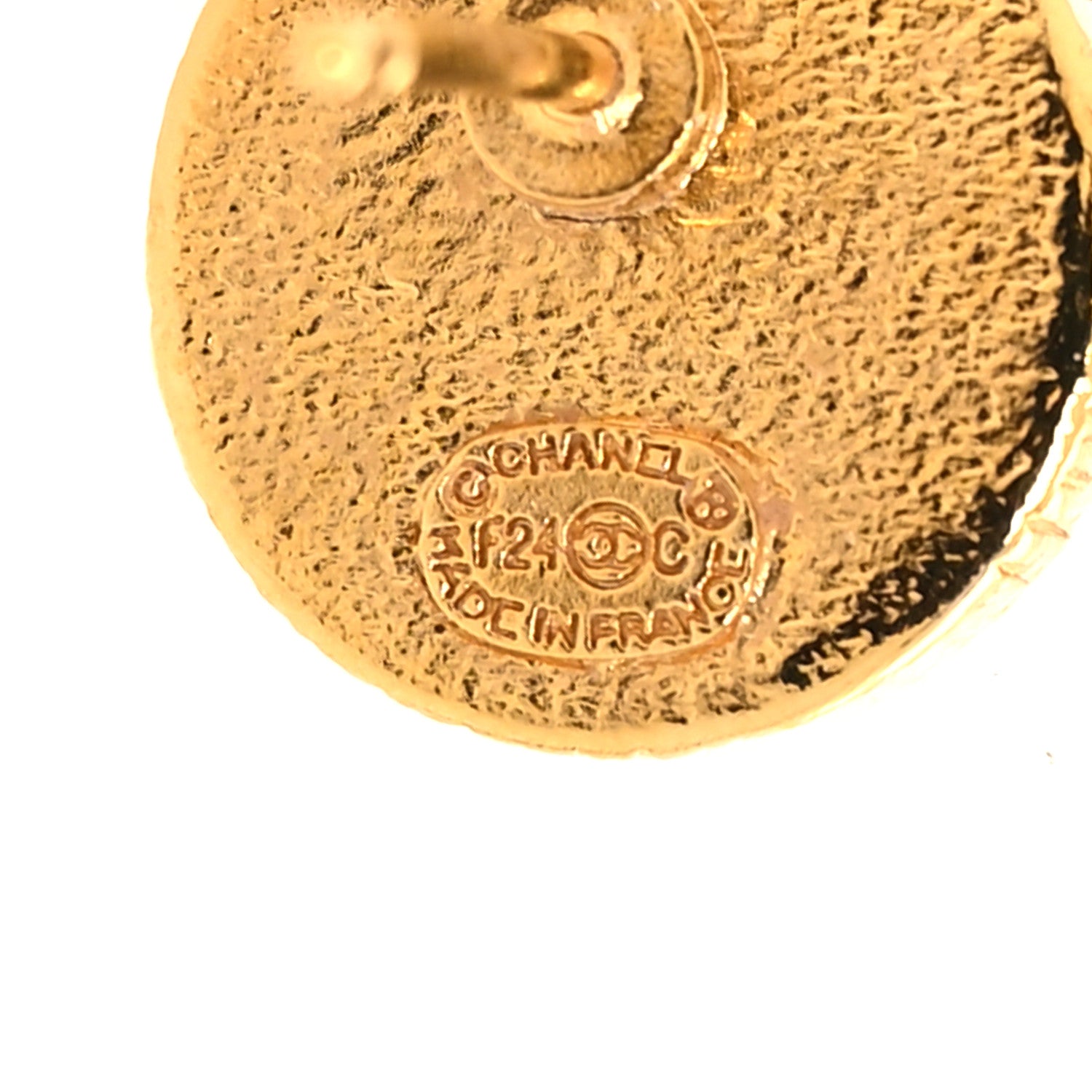 Chanel Metal Enamel CC Round Earrings Gold Black 4 of 5