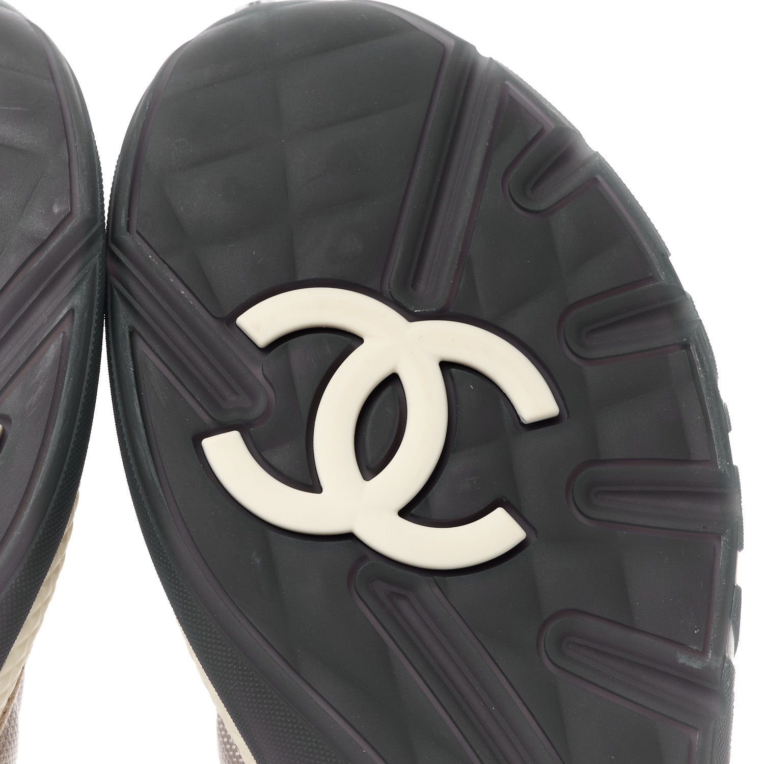 Chanel Mesh Suede Calfskin CC Sneakers 40 Light Beige Purple Beige 6 of 10