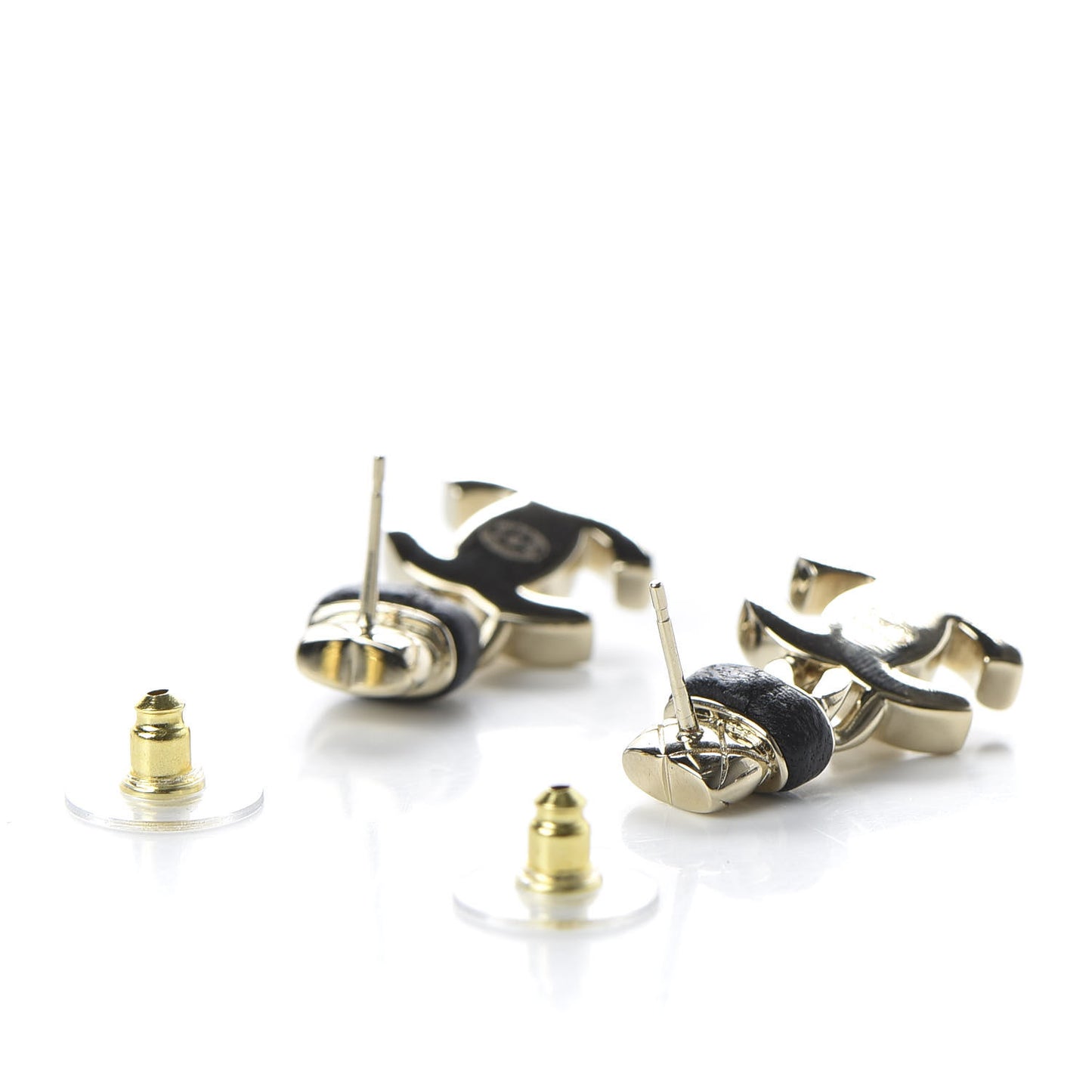Lambskin CC Turnlock Drop Earrings Gold Black