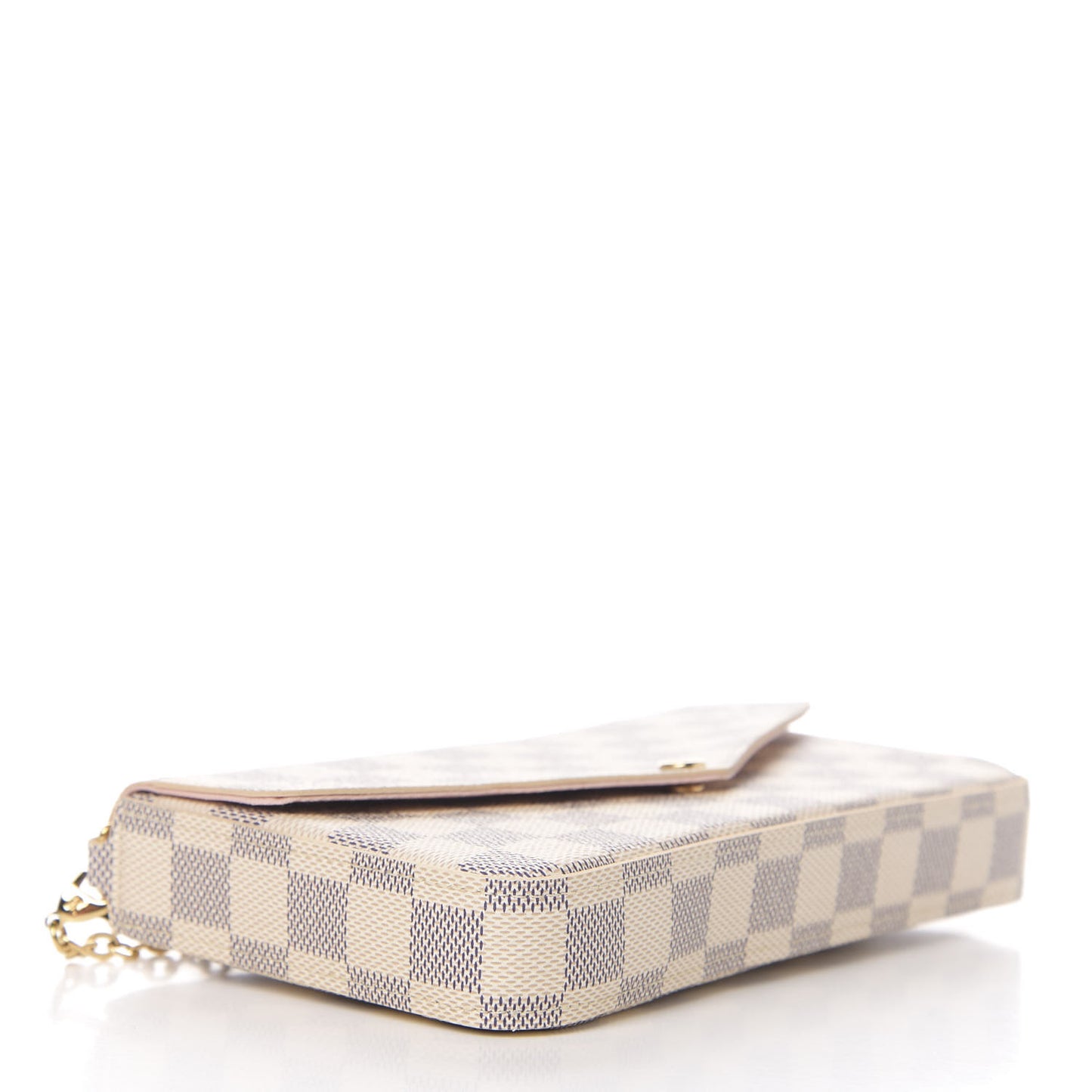Damier Azur Pochette Felicie Chain Wallet Rose Ballerine