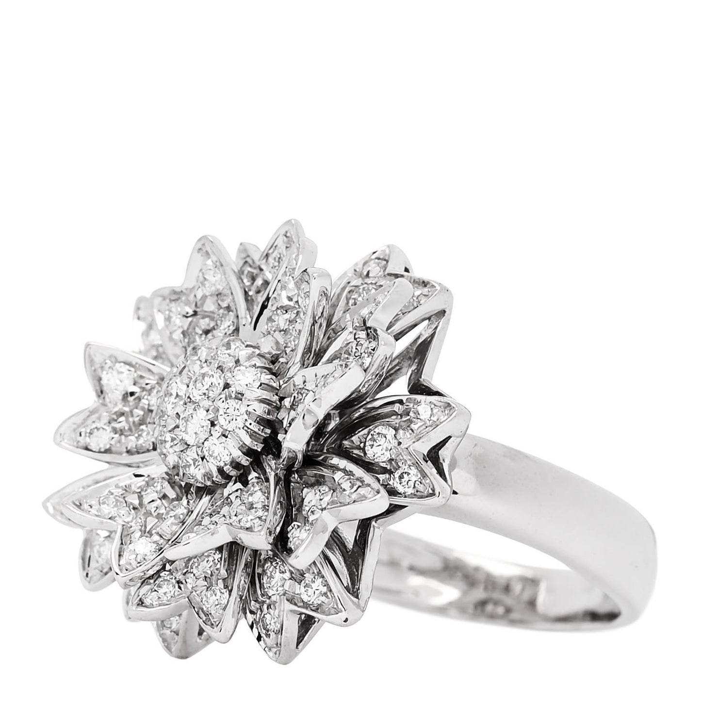 18K White Gold Diamond 1.10ctw Flower Ring 50 5.25