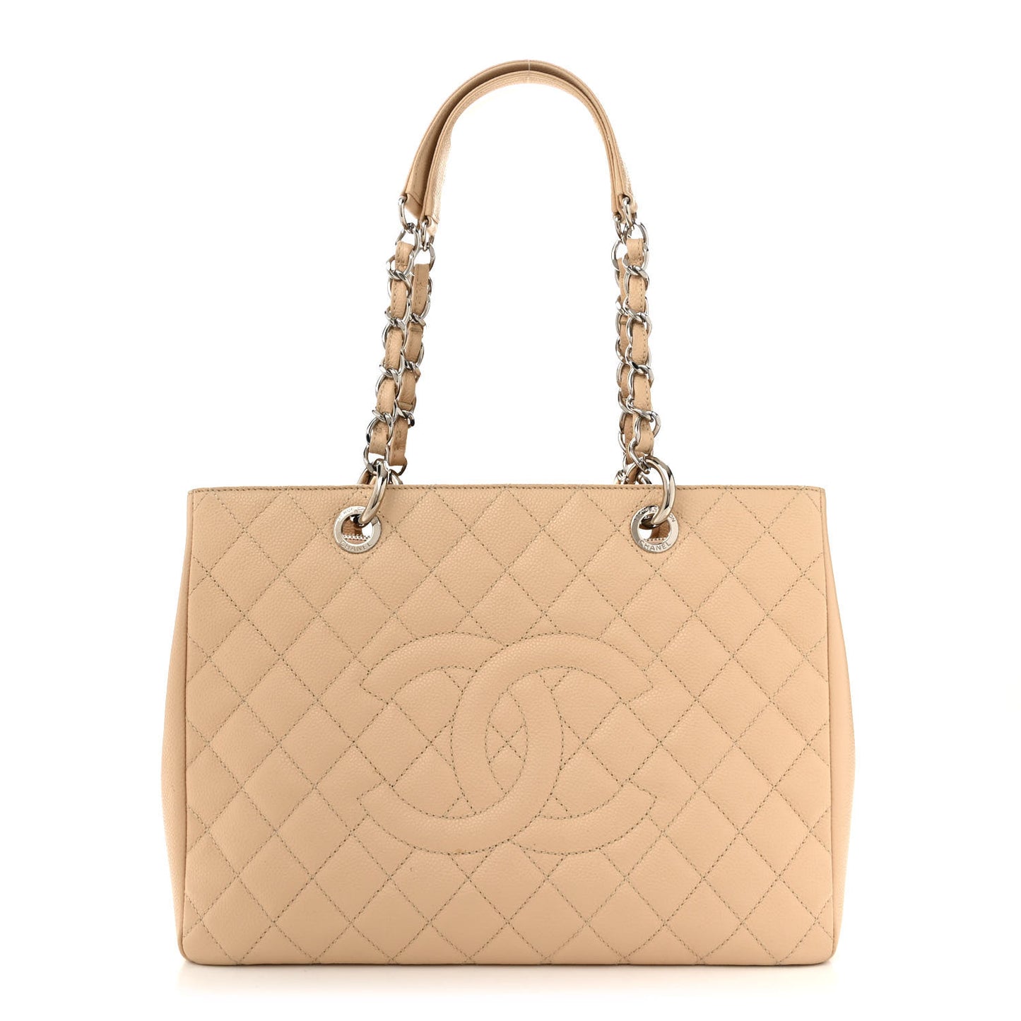 Caviar Quilted Grand Shopping Tote GST Beige