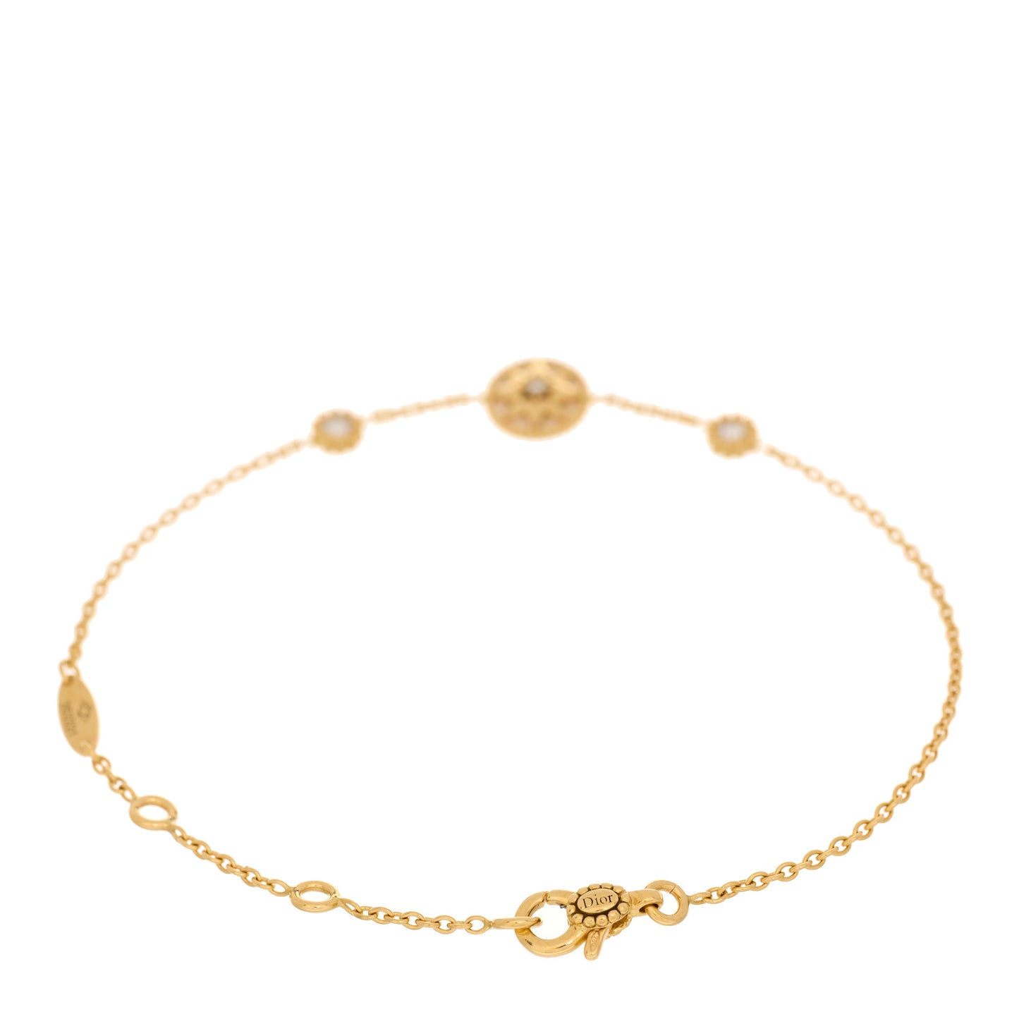 18K Yellow Gold Diamond Mother of Pearl 3 Station Rose Des Vents Bracelet