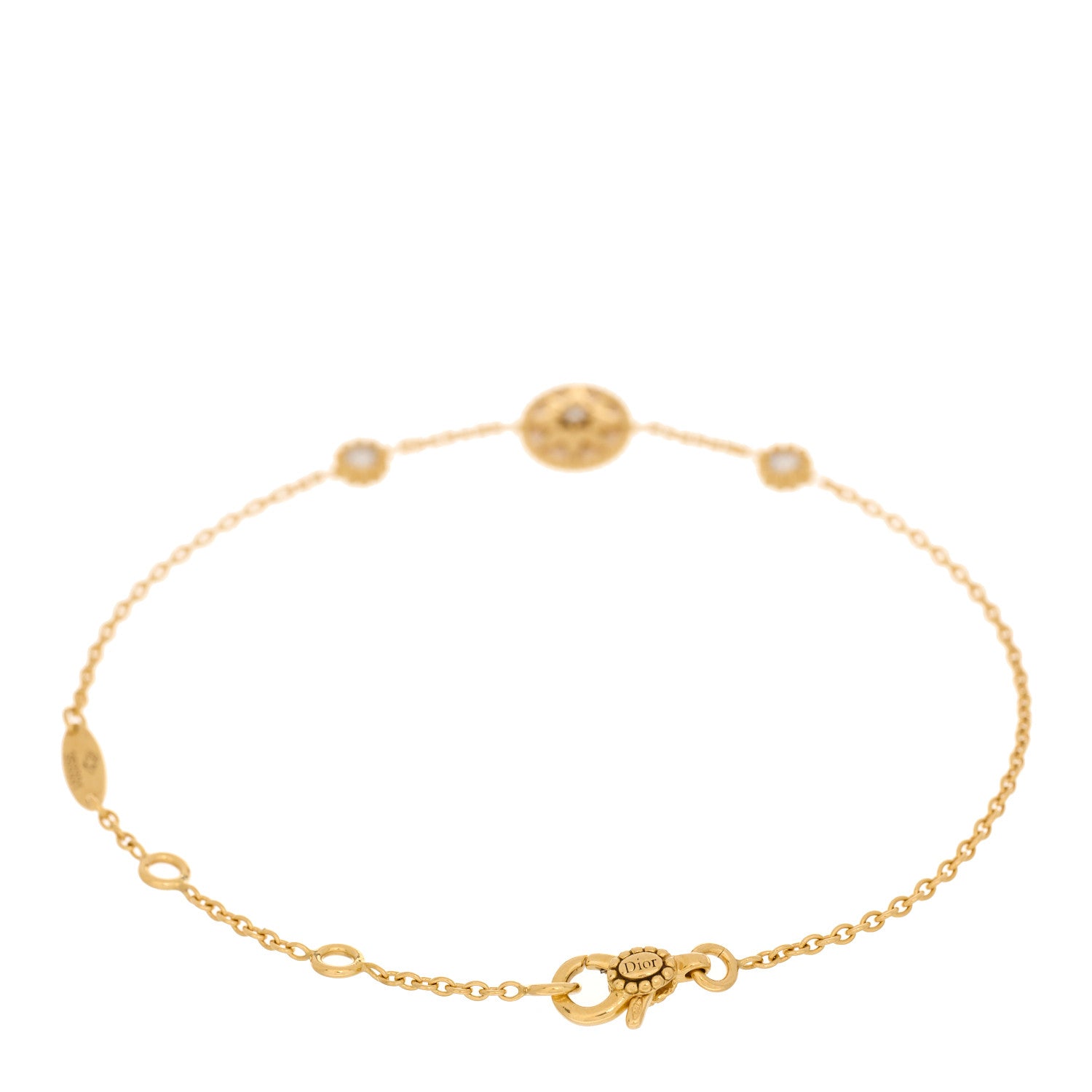 Christian Dior 18K Yellow Gold Diamond Mother of Pearl 3 Station Rose Des Vents Bracelet 3 of 5