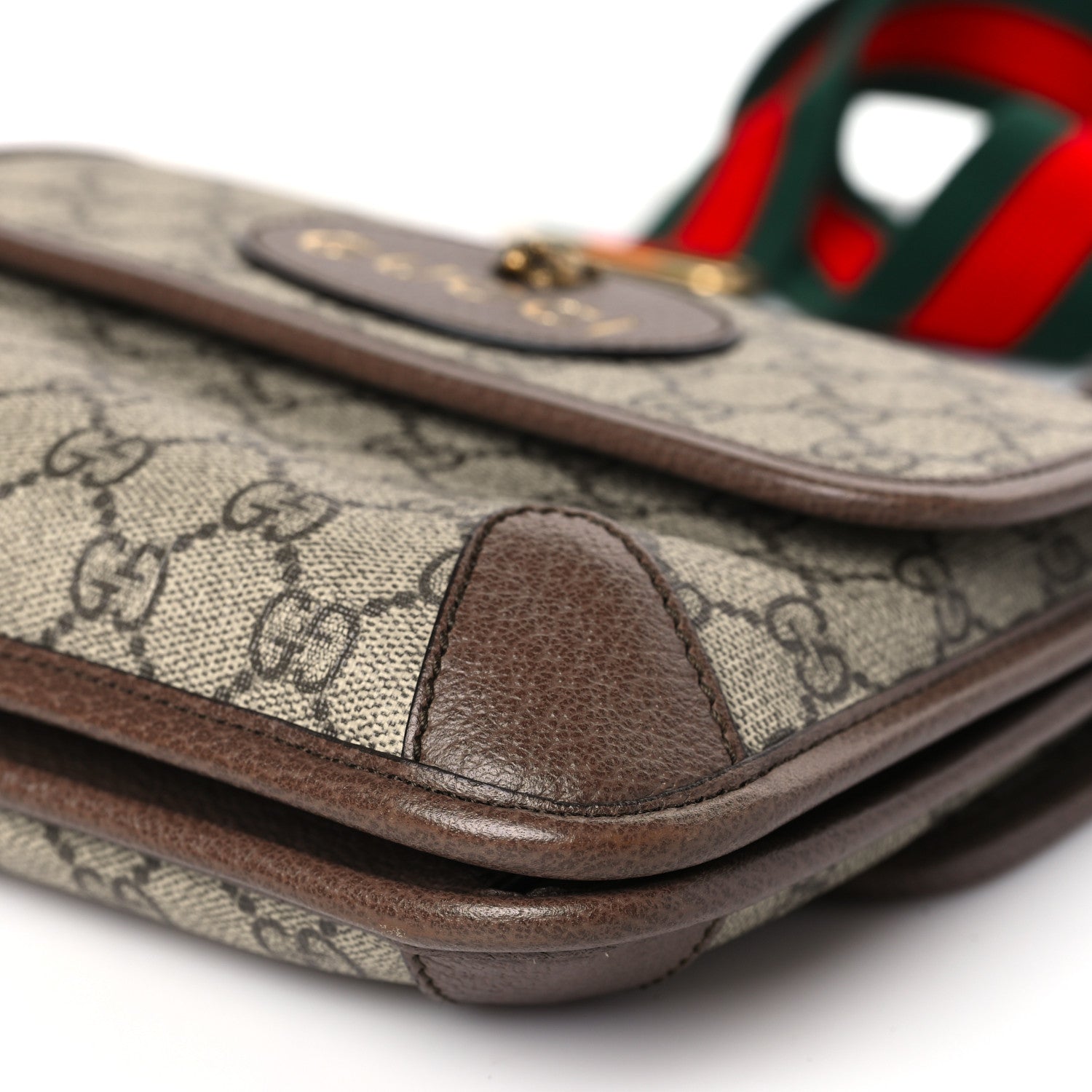 Gucci GG Supreme Monogram Web Small Neo Vintage Double Flap Messenger Bag Beige New Acero 9 of 9