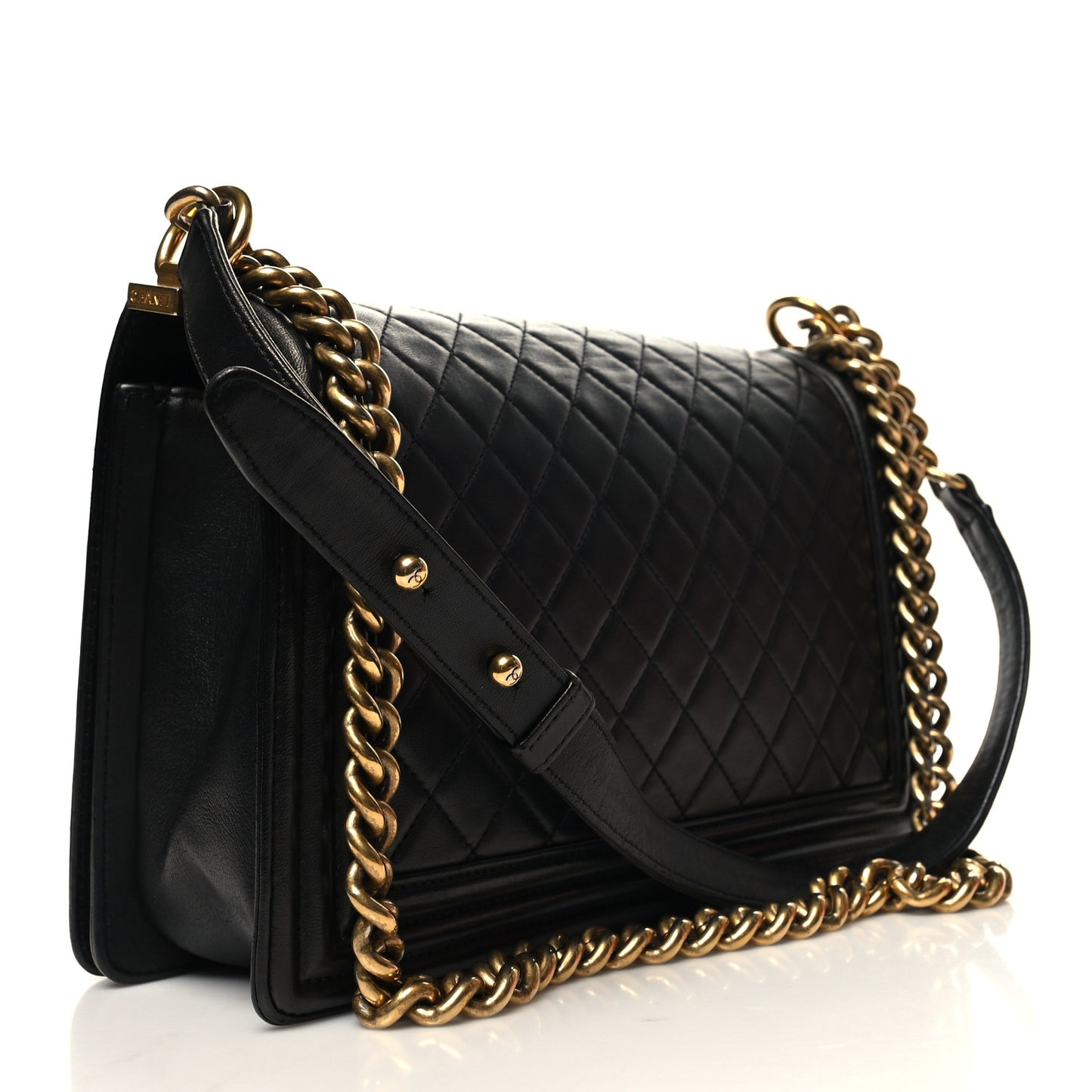 Lambskin Quilted New Medium Boy Flap Black