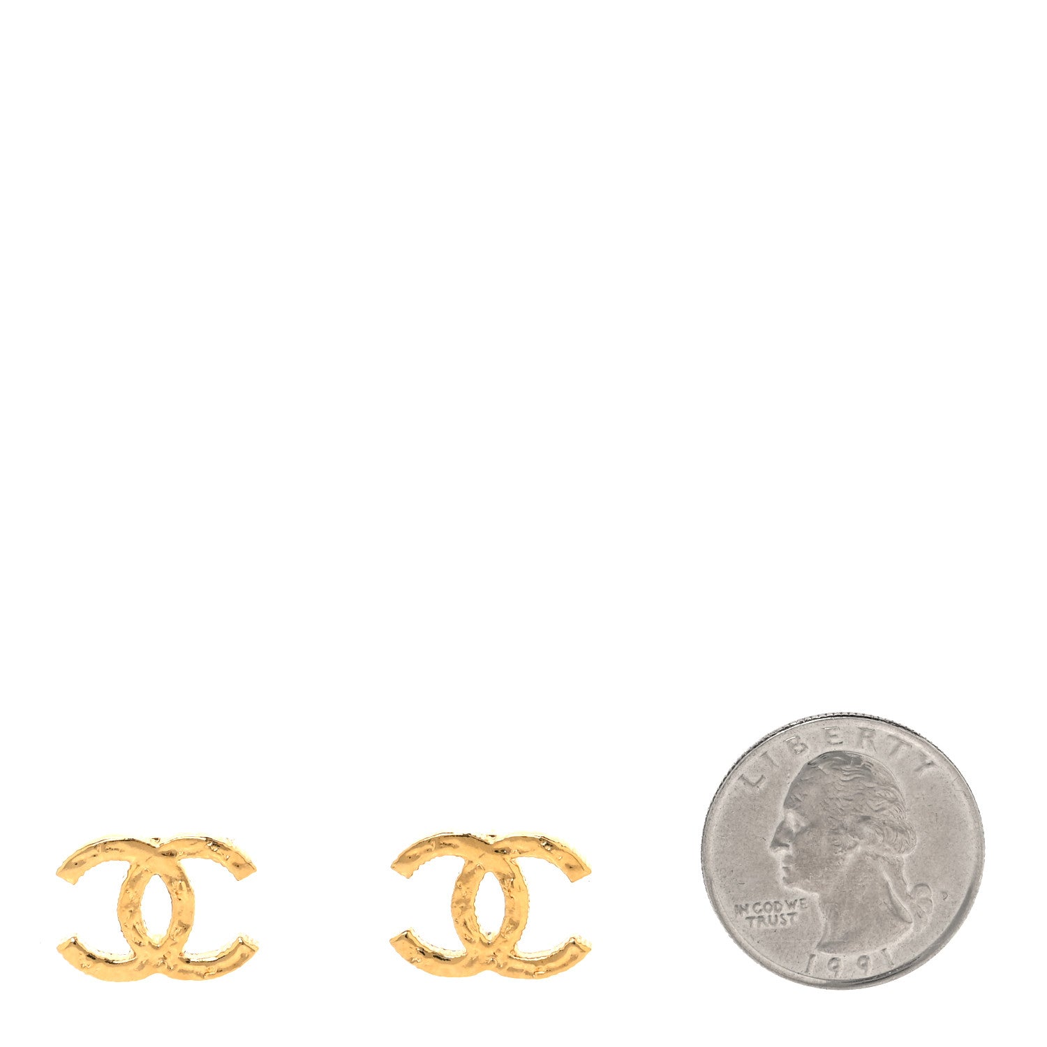 Chanel Metal Textured CC Earrings Gold 2 of 5
