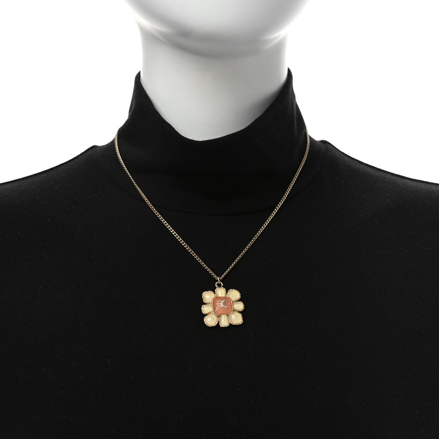 Resin CC Flower Necklace Pink Gold