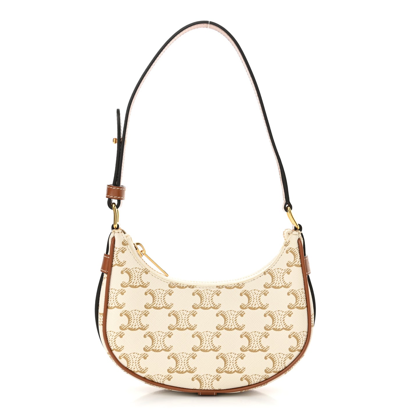 Canvas Calfskin Mini Ava Triomphe Shoulder Bag White
