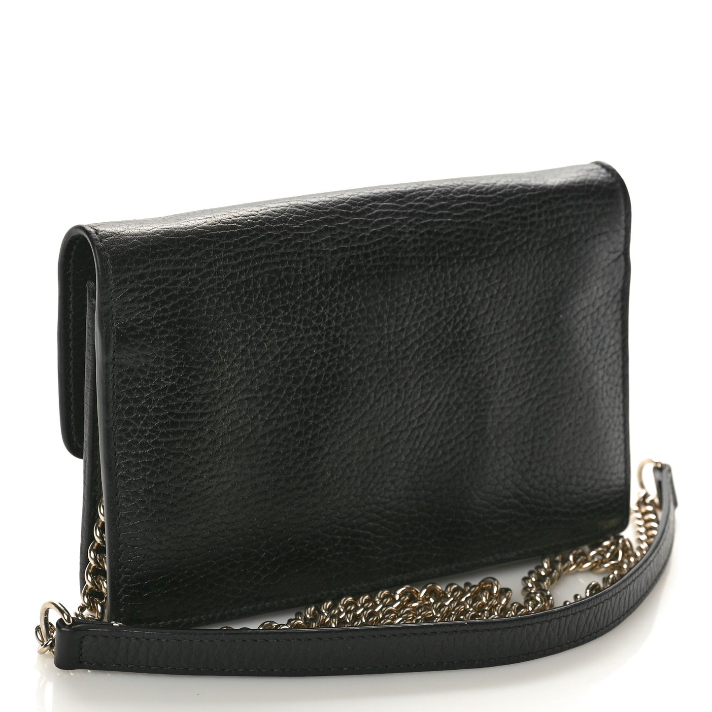 Dollar Calfskin Interlocking G Chain Wallet Black