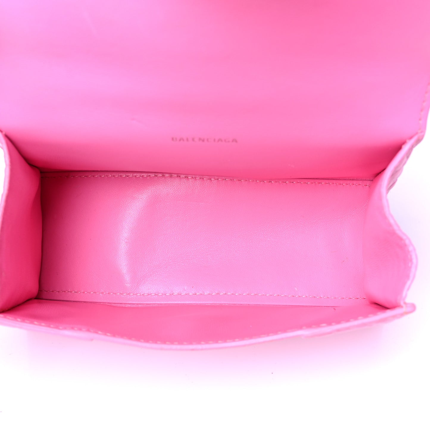 Shiny Calfskin Crocodile Embossed Hourglass Top Handle Bag XS Baby Pink