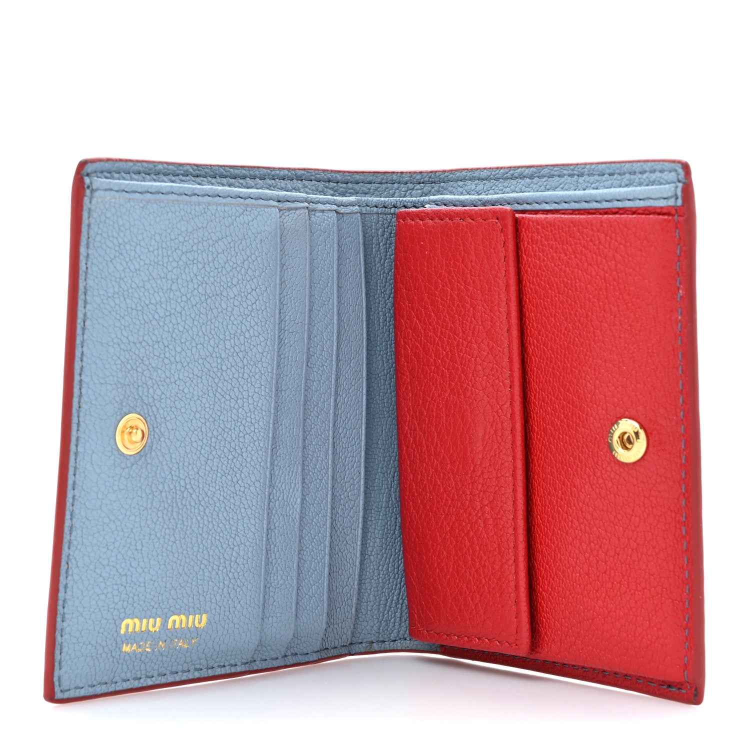 Miu Miu Goatskin Madras Love Wallet Blue Red 6 of 11
