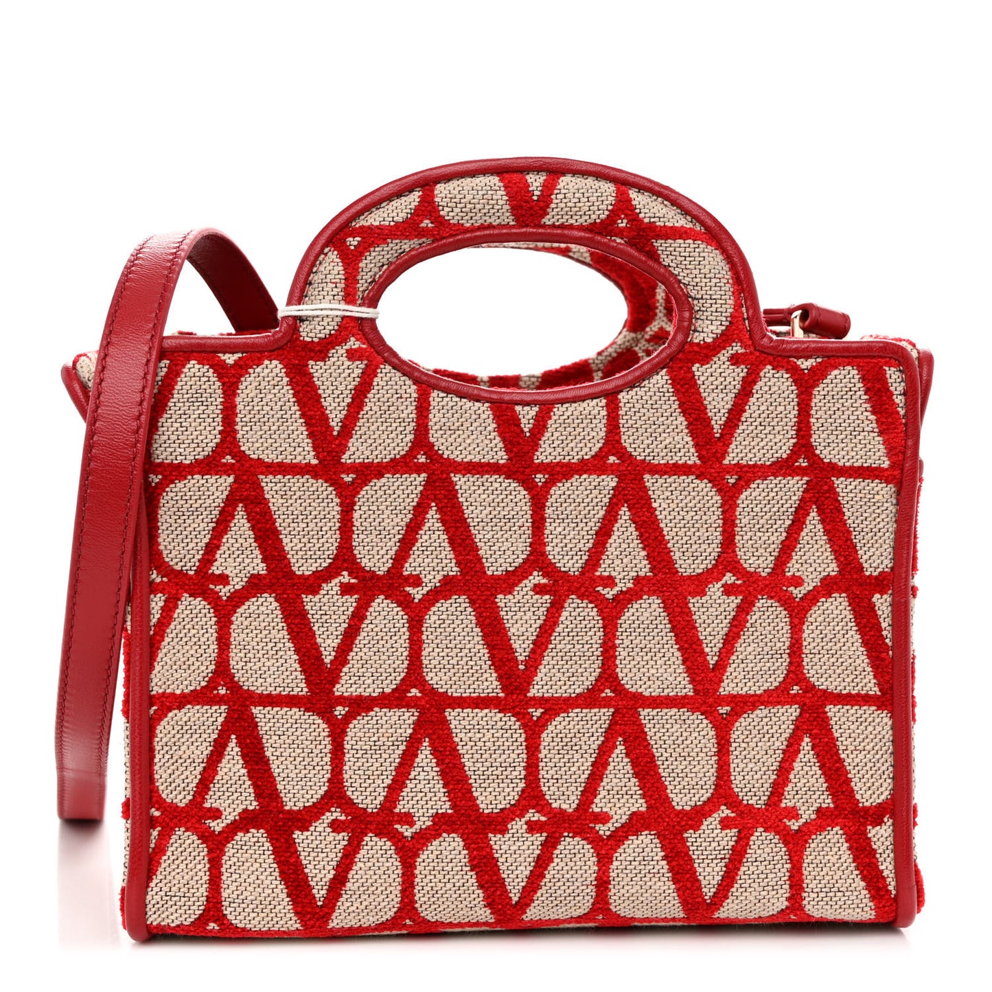 Toile Iconographe Goatskin Mini Le Troisieme Shopping Bag Naturale Rosso Valentino