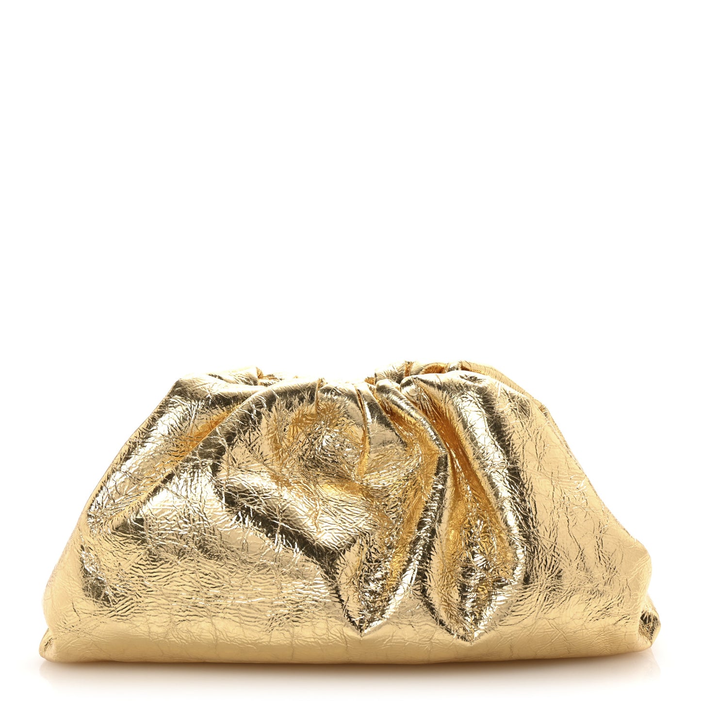 Metallic Crinkled Lambskin The Pouch Oversized Clutch Oro