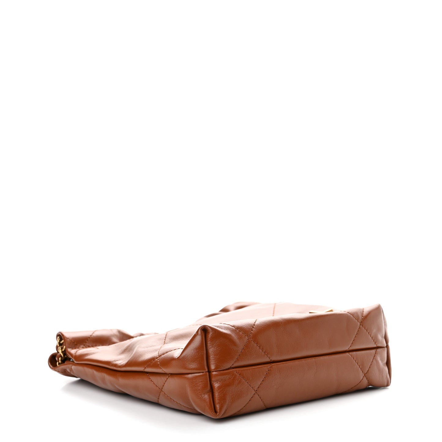 Shiny Calfskin Quilted Mini Chanel 22 Light Brown