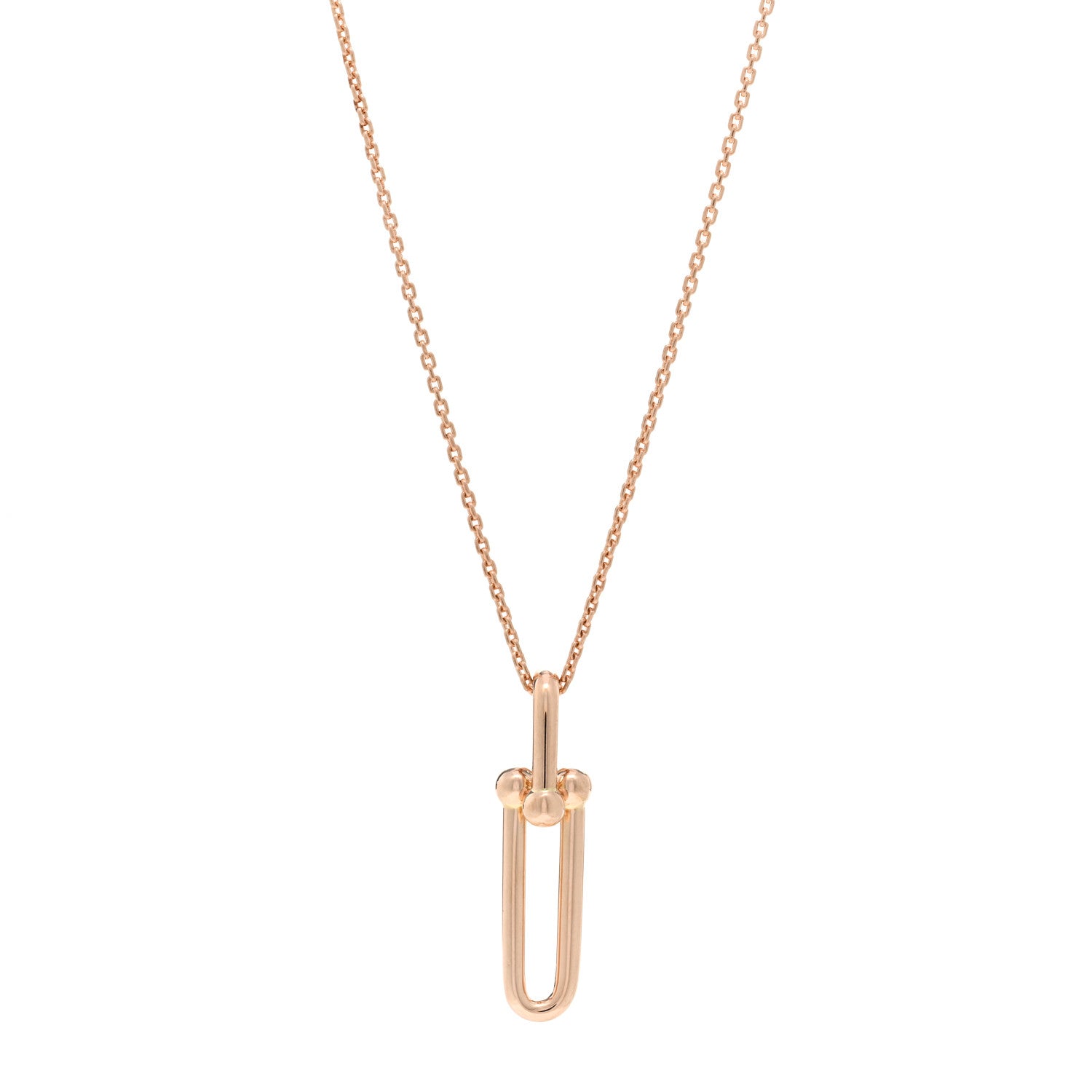 Tiffany 18K Rose Gold HardWear Link Pendant Necklace 1 of 4