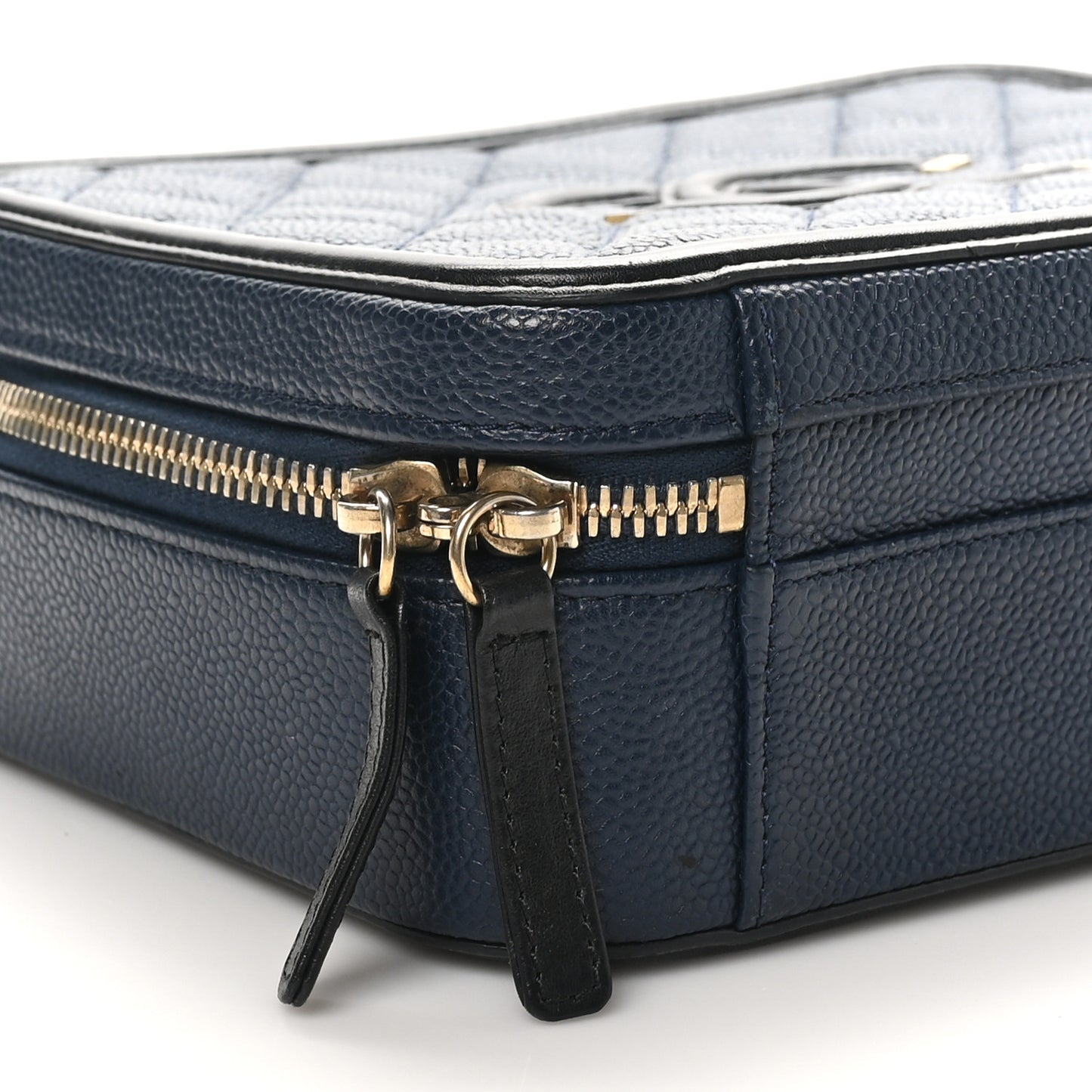 Caviar Quilted Medium CC Filigree Vanity Case Navy Black