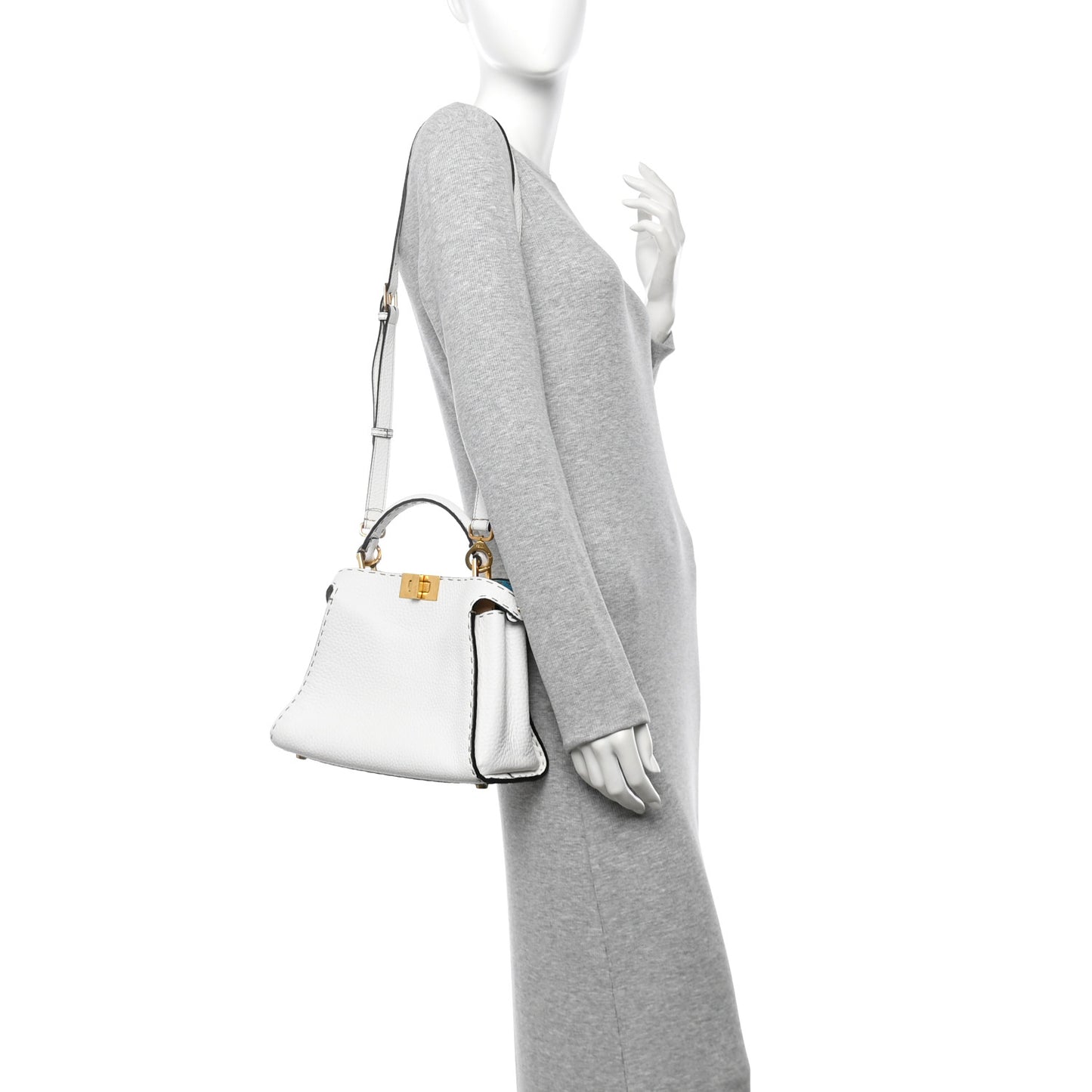 Cuoio Romano Selleria Medium Peekaboo Iconic Essentially Satchel White Papiro Pool