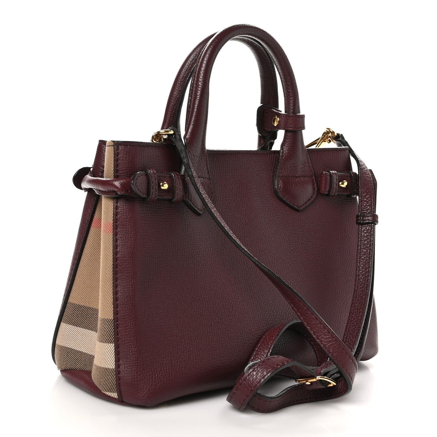 Derby Calfskin House Check Small Bi-Color Mahogany Red