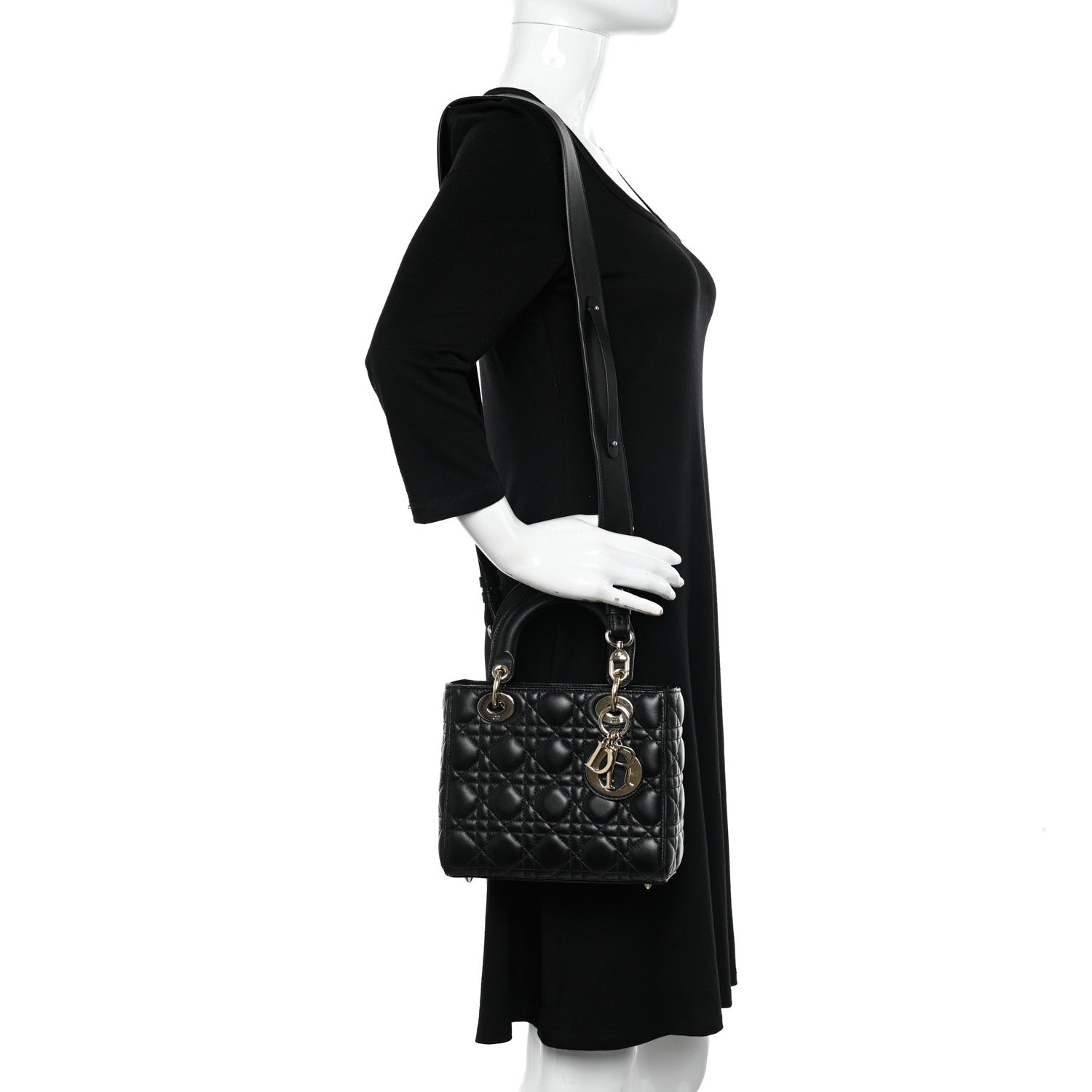 Christian Dior Lambskin Cannage Small My ABCDior Lady Dior Black 2 of 10