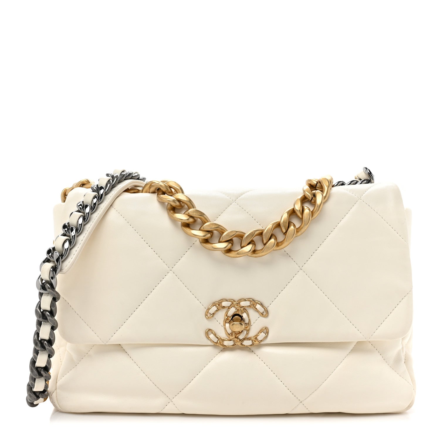 Chanel Lambskin Quilted Large Chanel 19 Flap White 1 of 13