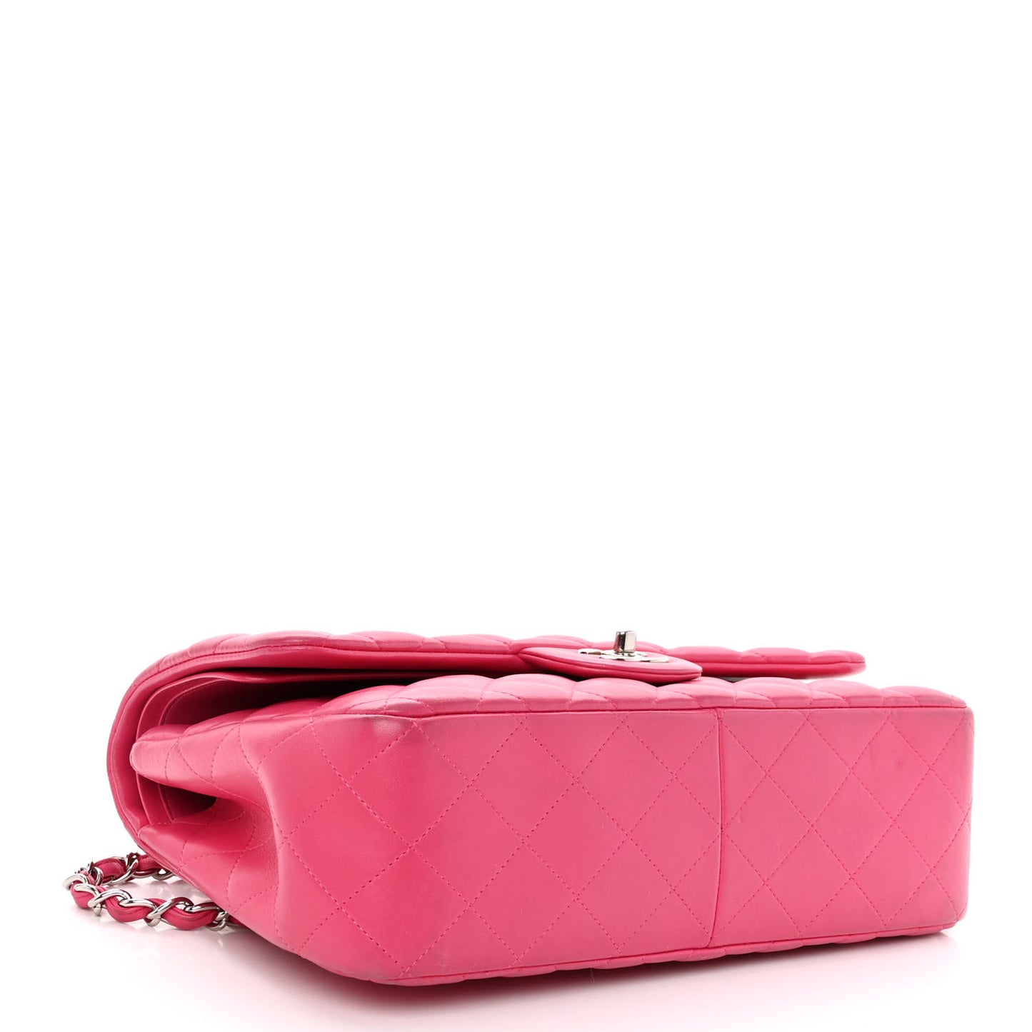 Lambskin Quilted Jumbo Double Flap Dark Pink