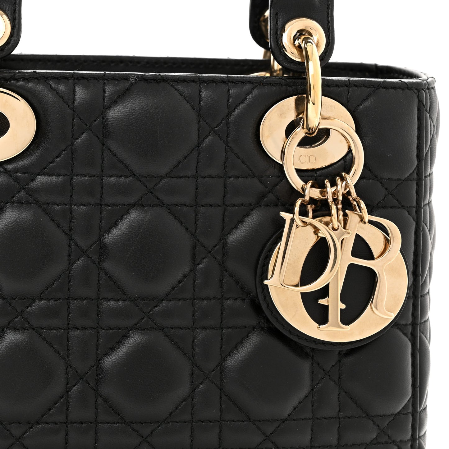 Lambskin Cannage Small Lucky Badges My Lady Dior Black