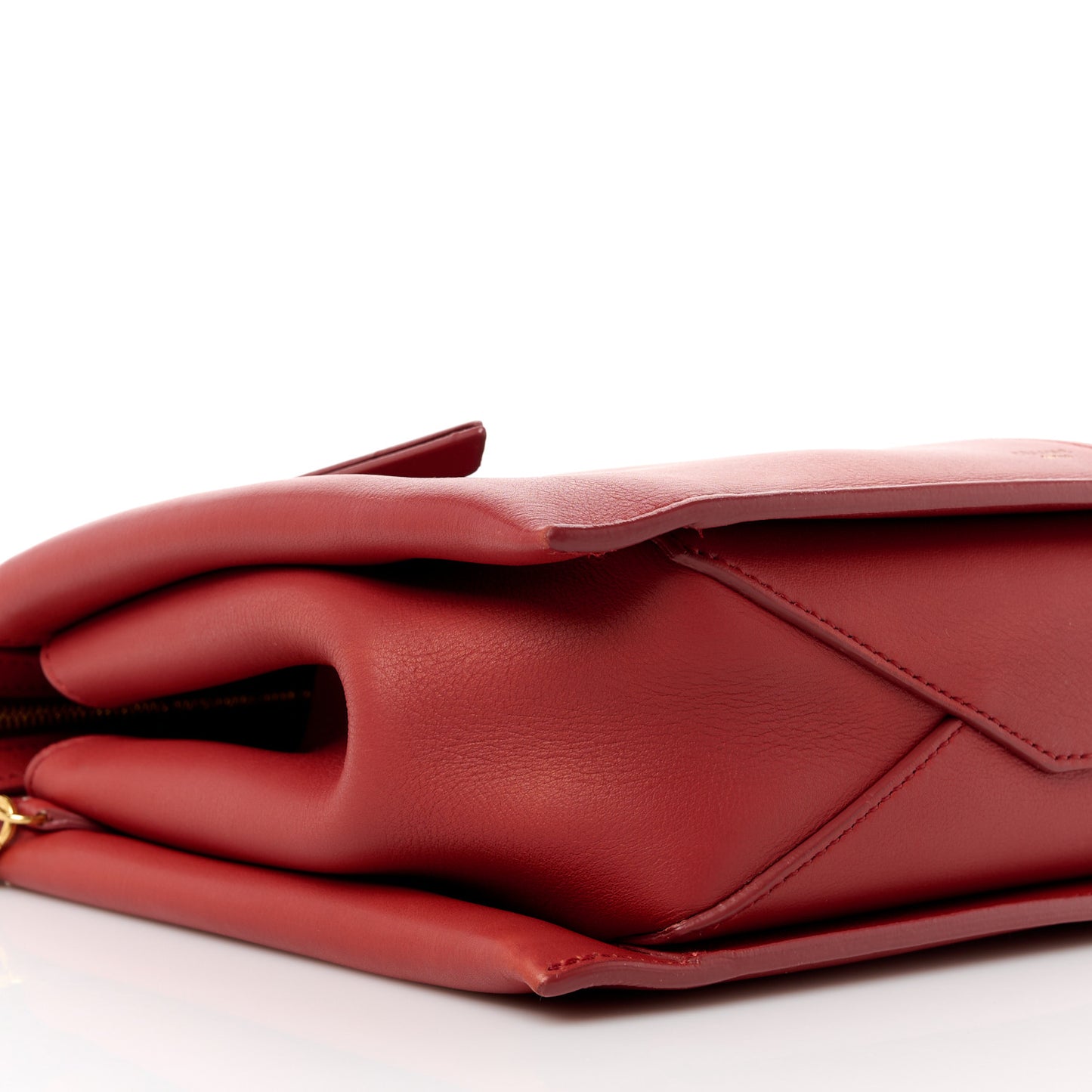 Supple Natural Calfskin Tri-Fold Clutch Red