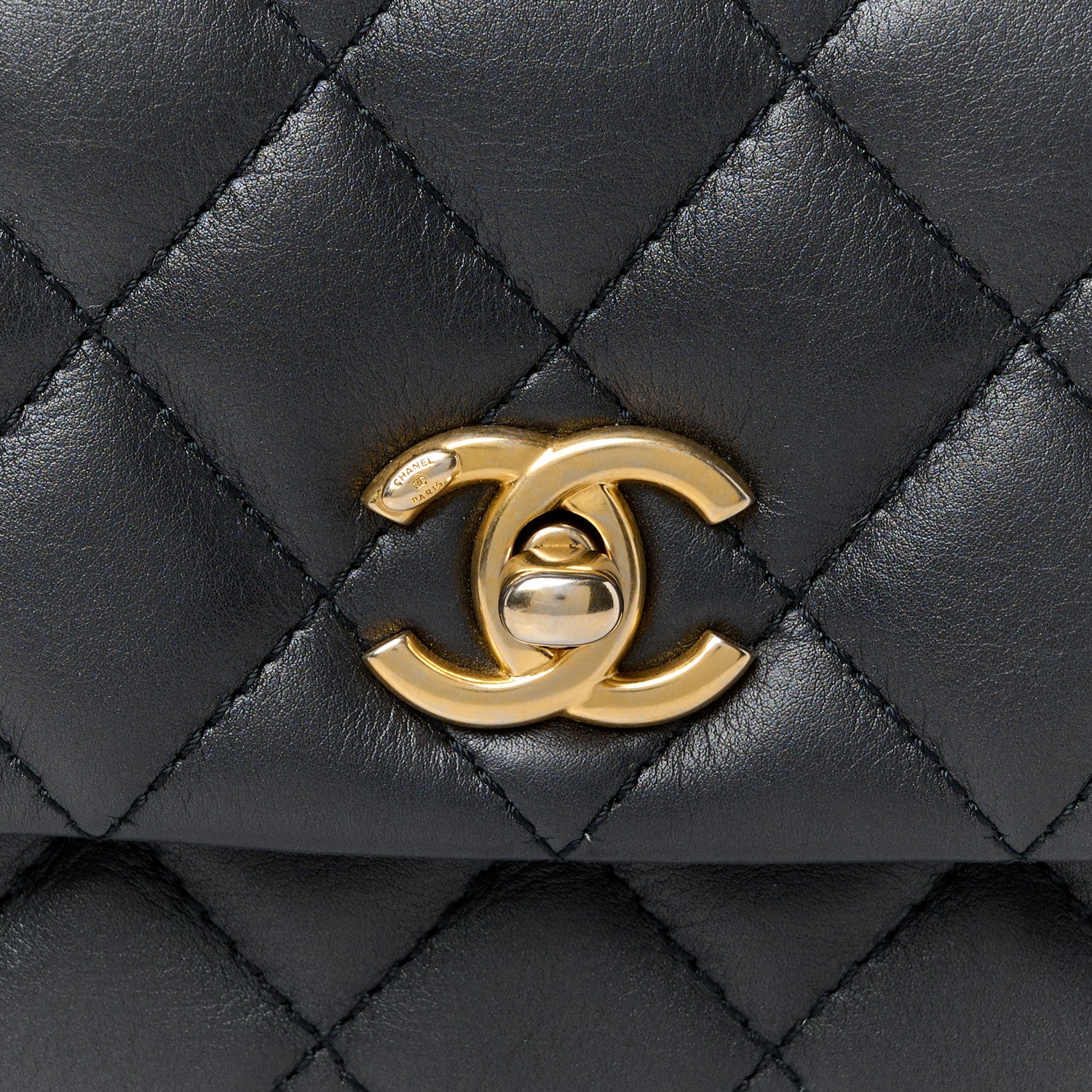 Chanel Calfskin Quilted Top Handle Flap Black 9 of 11