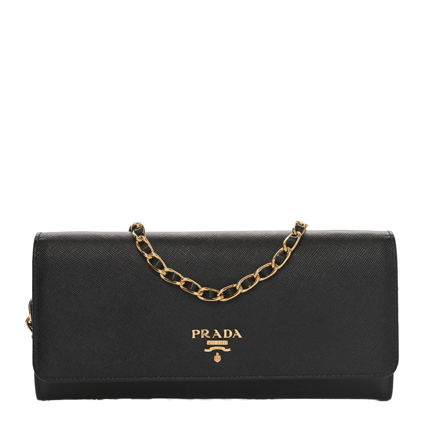Saffiano Metal Oro Chain Wallet Black