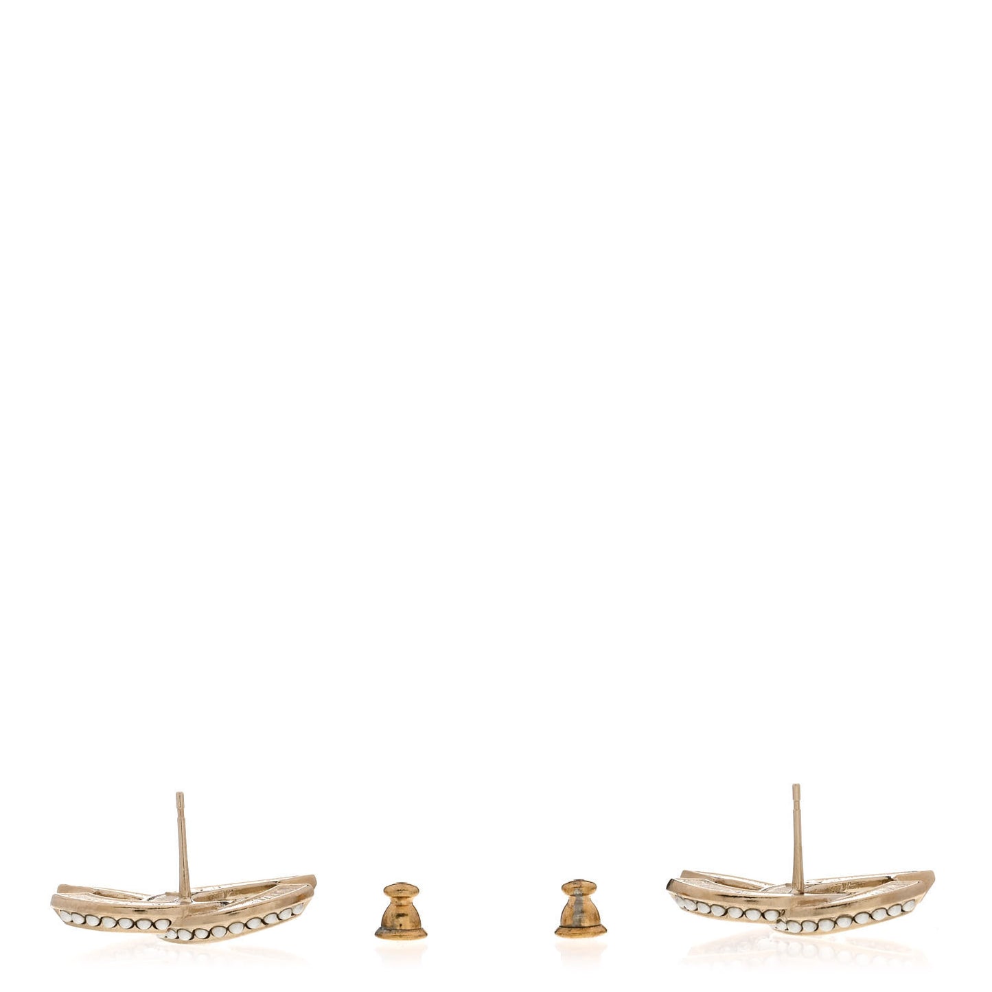 Crystal Pearl Chain Mania CC Earrings Gold