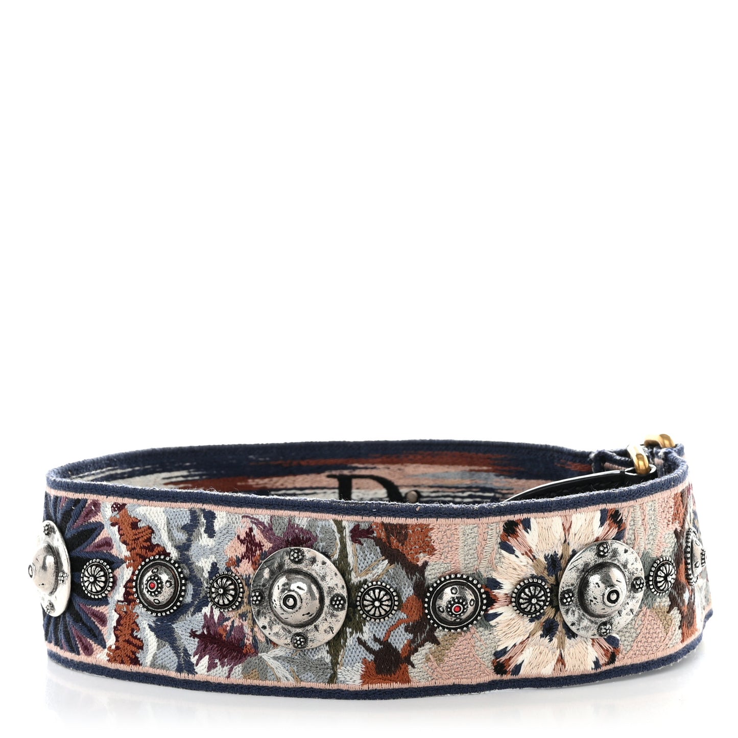 Canvas Embroidered Studded KaleiDiorscopic Shoulder Strap Multicolor