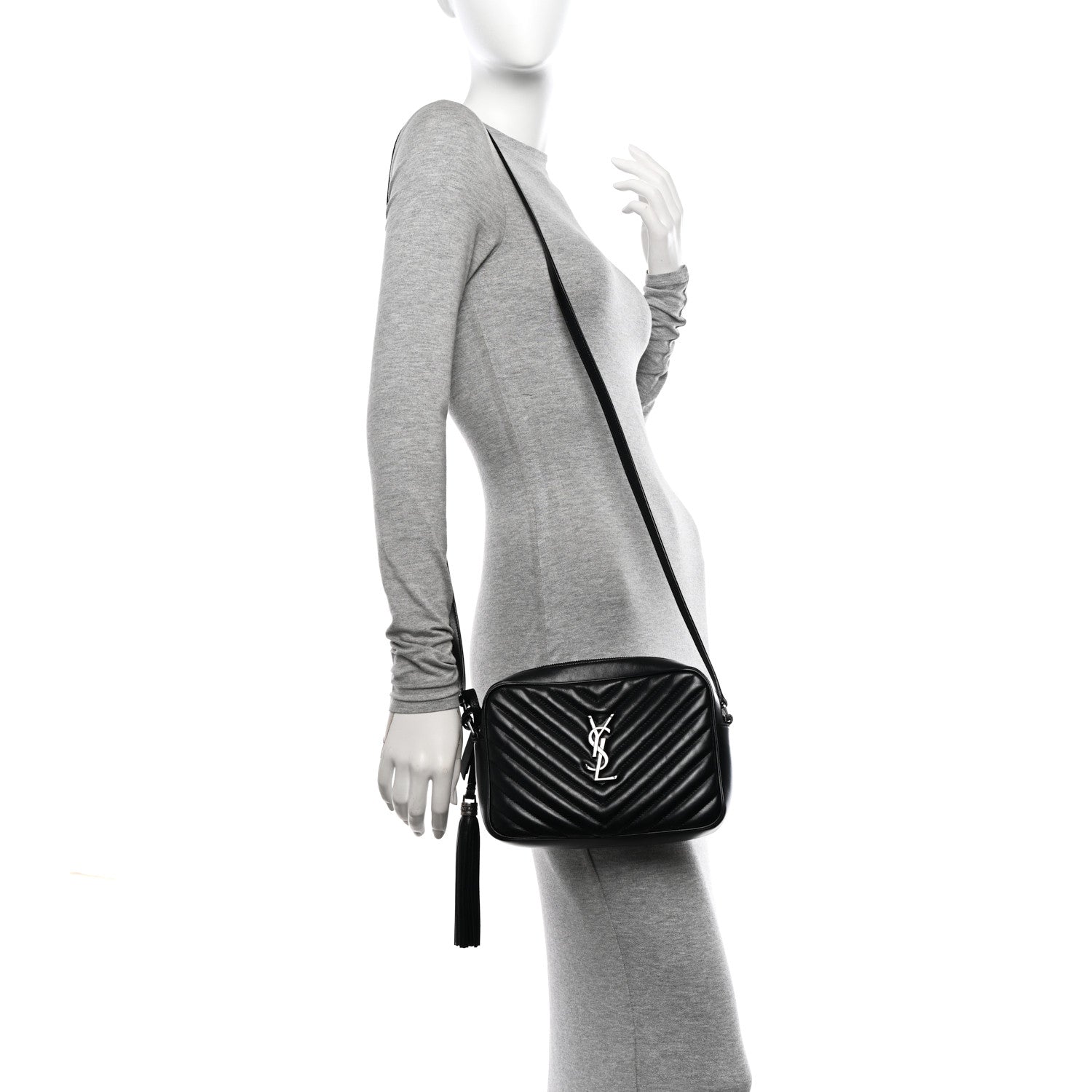 Saint Laurent Calfskin Matelasse Monogram Lou Camera Bag Black 3 of 10