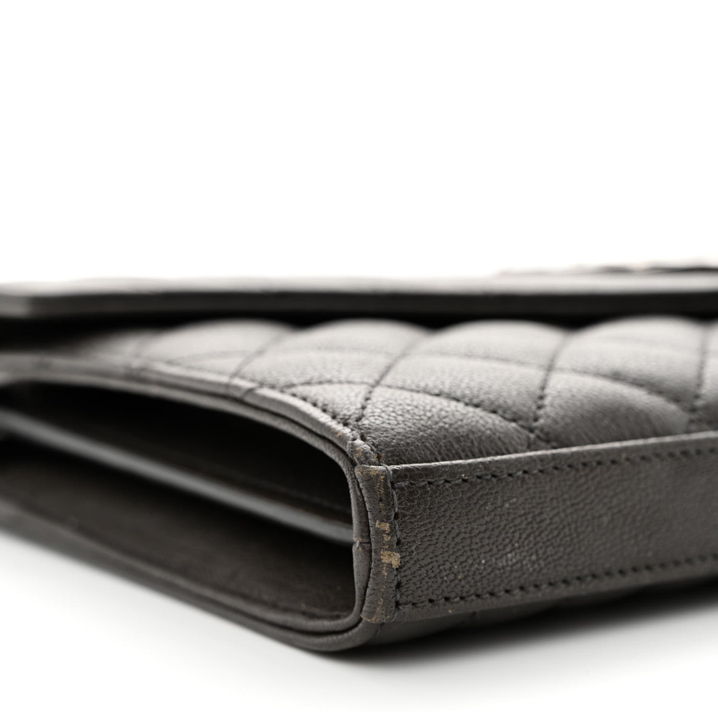 Sheepskin Tri-Quilt Monogram Envelope Chain Wallet Earth