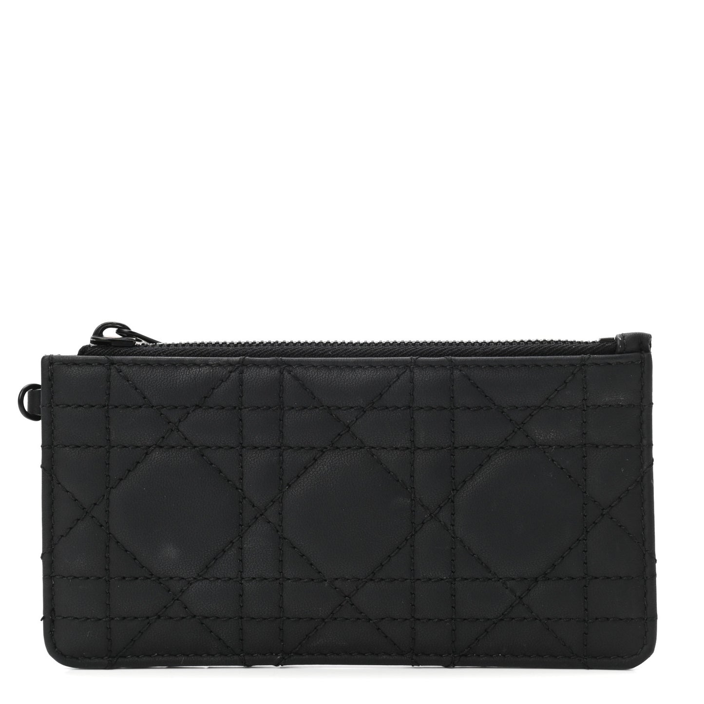 Ultra Matte Lambskin Cannage Small Lady Dior Zip Card Holder Black