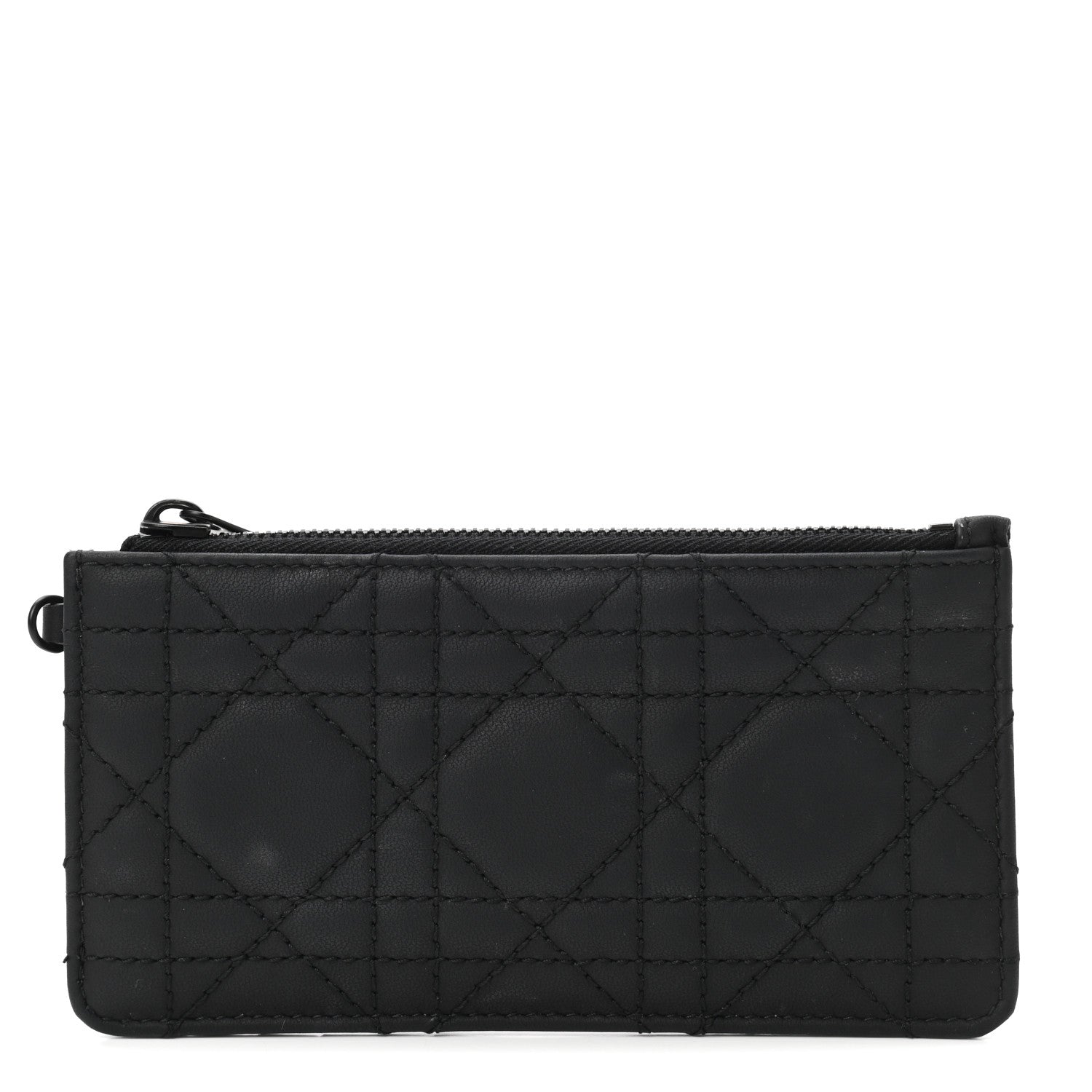 Christian Dior Ultra Matte Lambskin Cannage Small Lady Dior Zip Card Holder Black 1 of 13