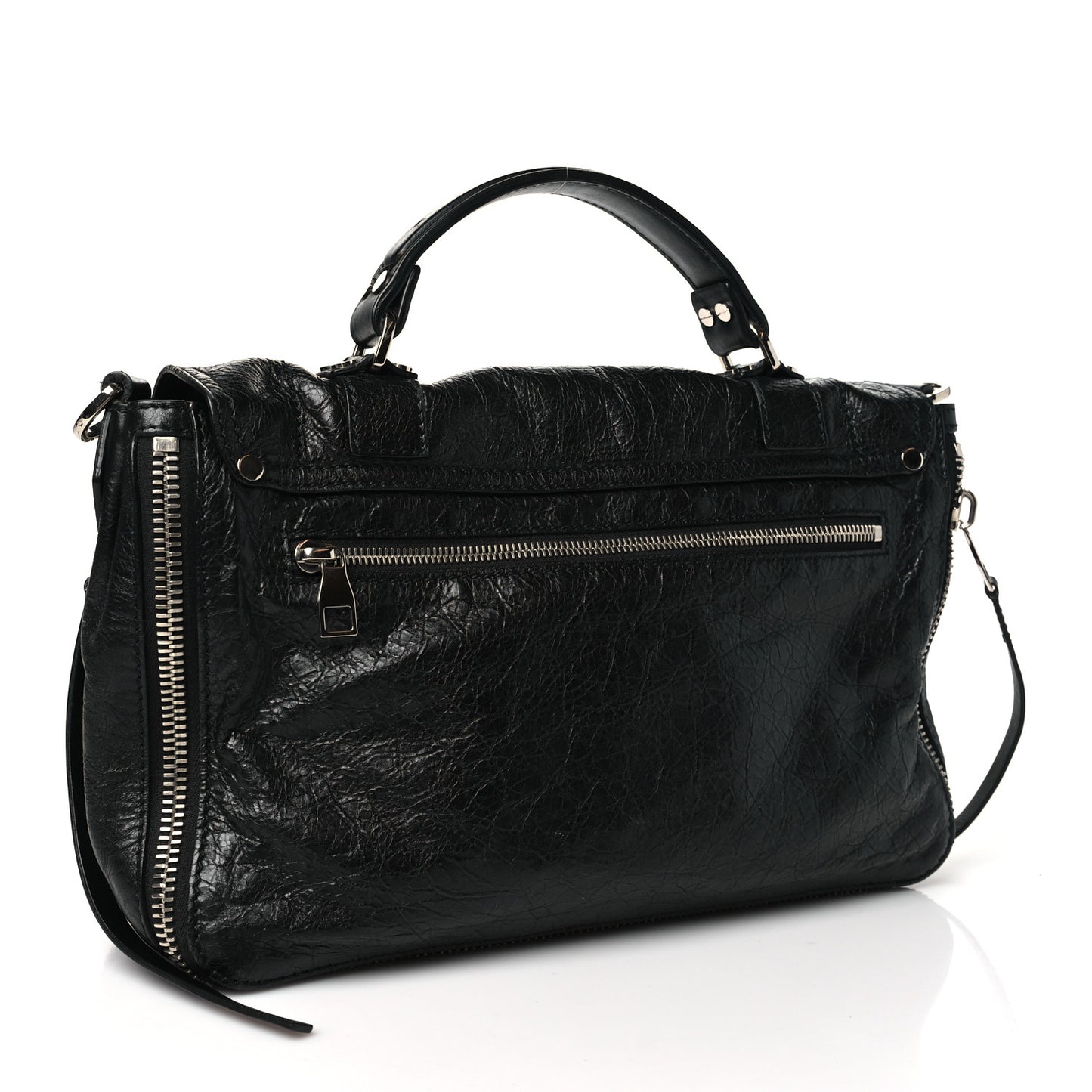 Lambskin Medium PS1 Plus Zip Satchel Black