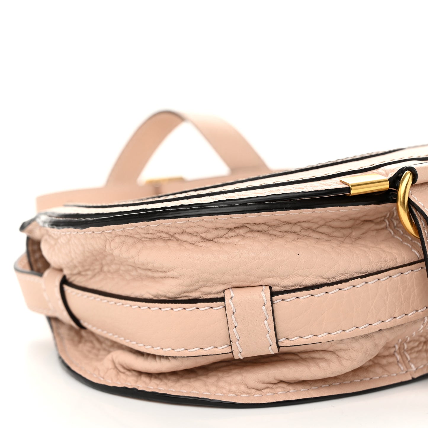 Grained Calfskin Small Marcie Saddle Bag Anemone Pink