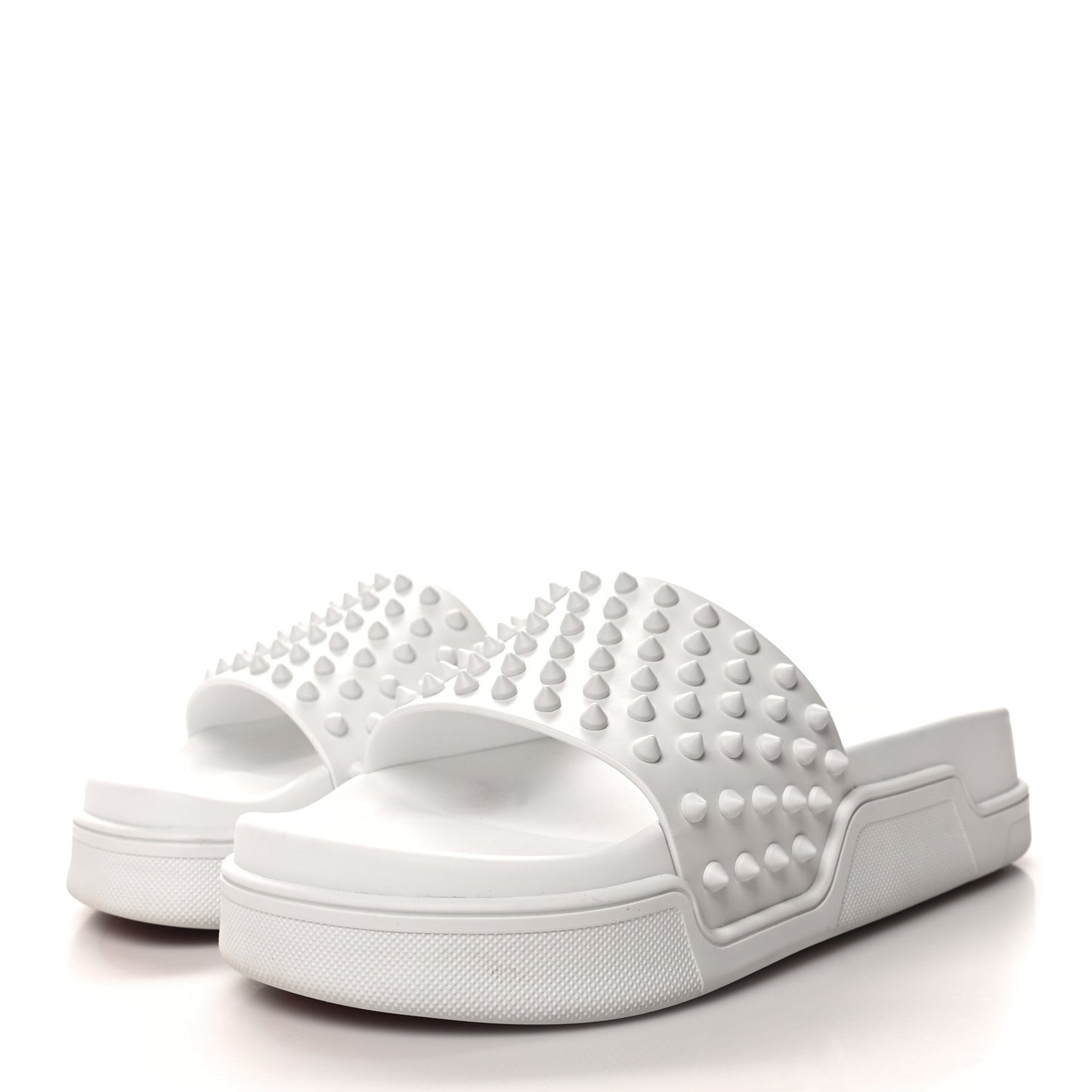 Calfskin Donna Studded Pool Fun Platform Flat Slide Sandals 39 White