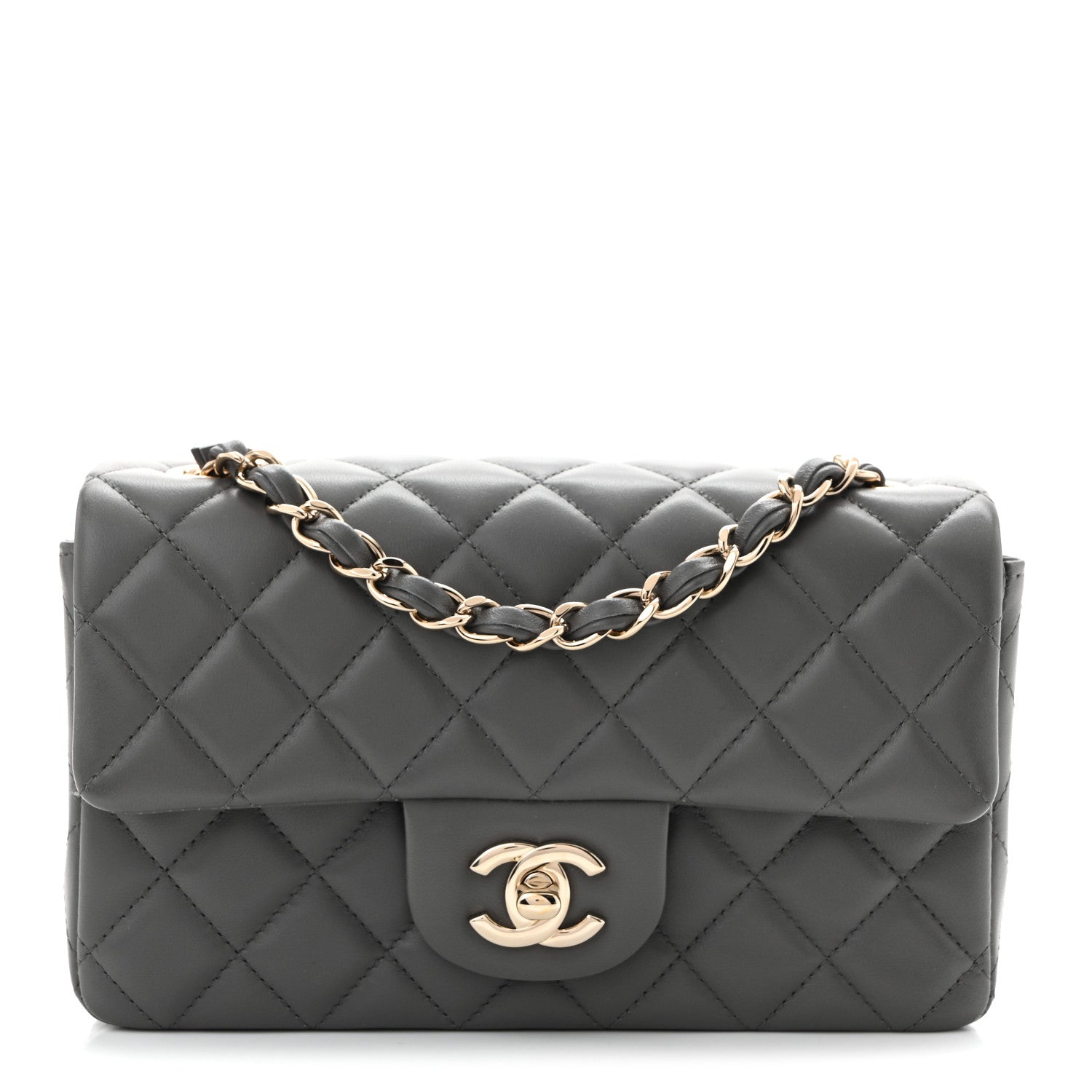 Chanel Lambskin Quilted Mini Rectangular Flap Dark Grey 1906684