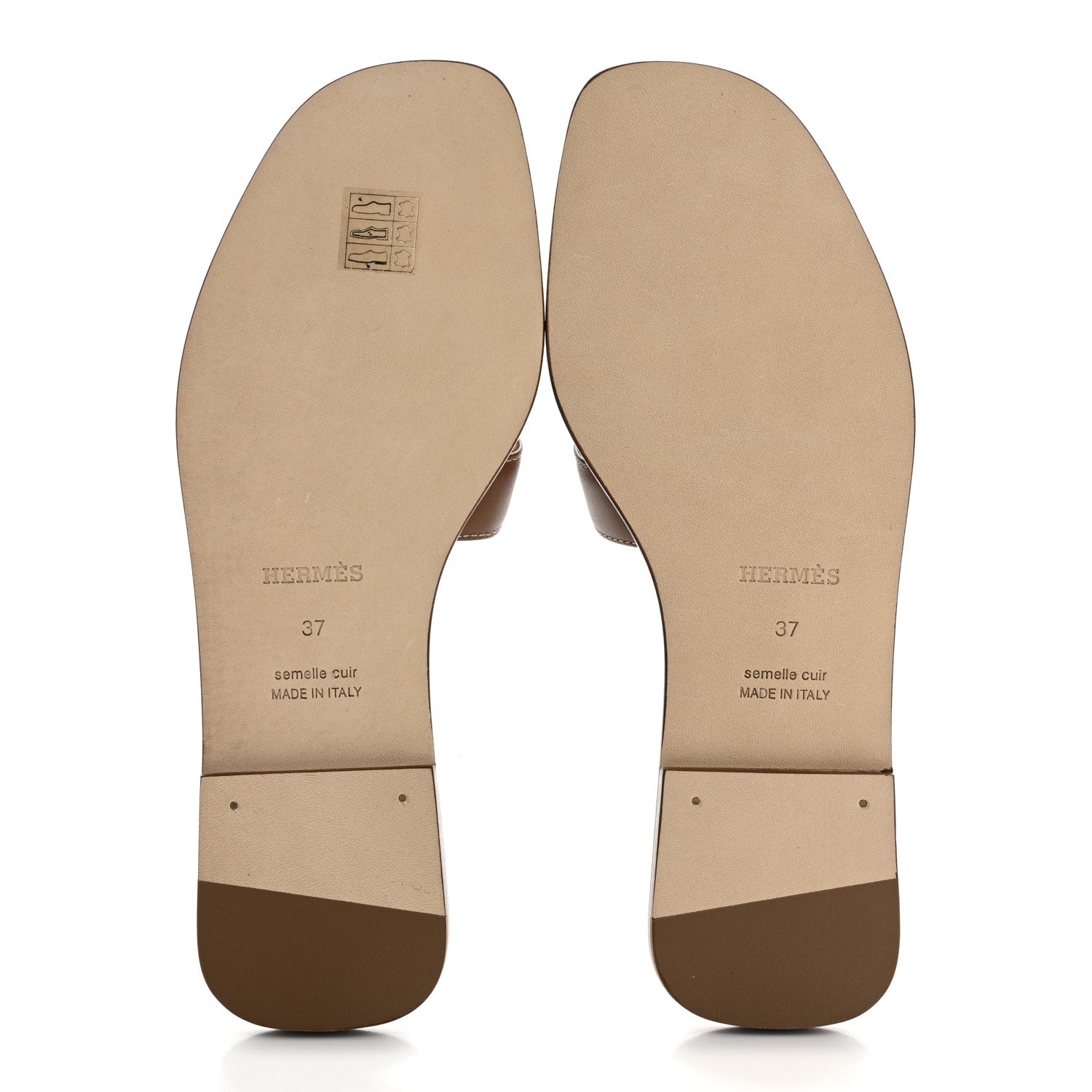 Hermes Box Calfskin Oran Sandals 37 Gold 6 of 9